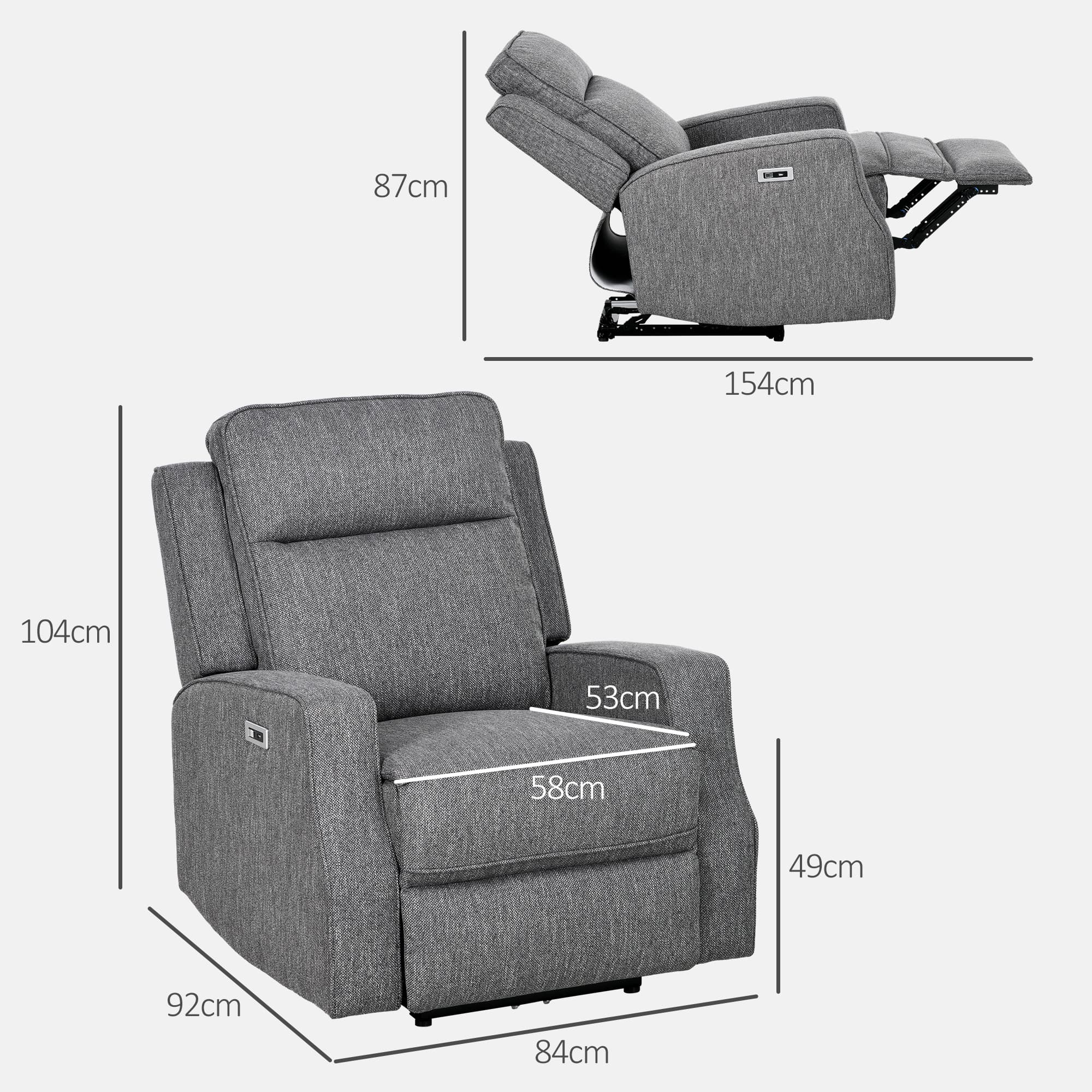 Effortless Comfort: Charcoal Grey Electric Reclining Chair - image 3