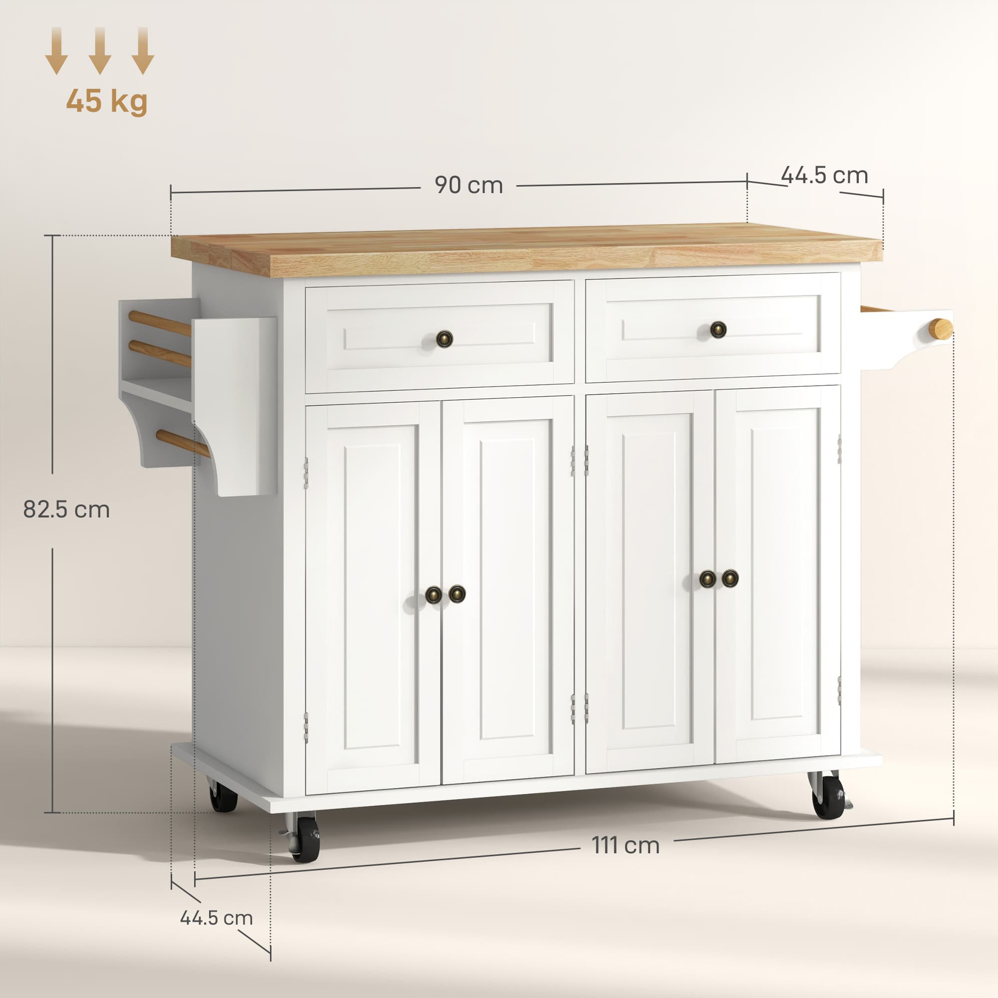 Transform Your Space with this Cream Rolling Kitchen Island - image 4