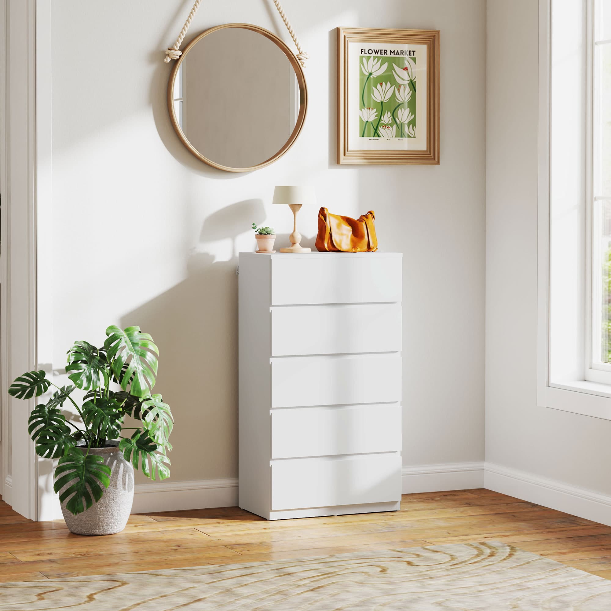Modern 5-Drawer White Chest of Drawers — Handleless Design - image 2