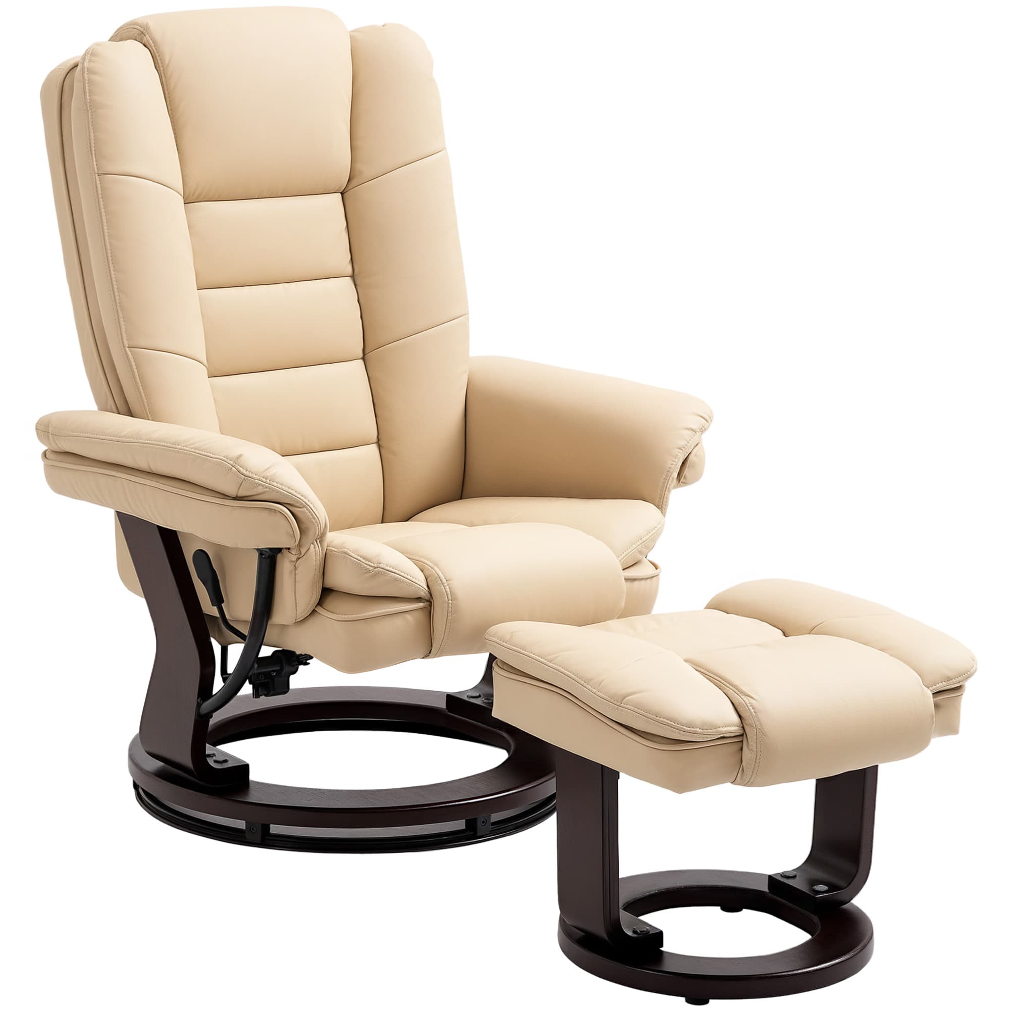 Effortless Relaxation: Beige Reclining Chair & Footstool