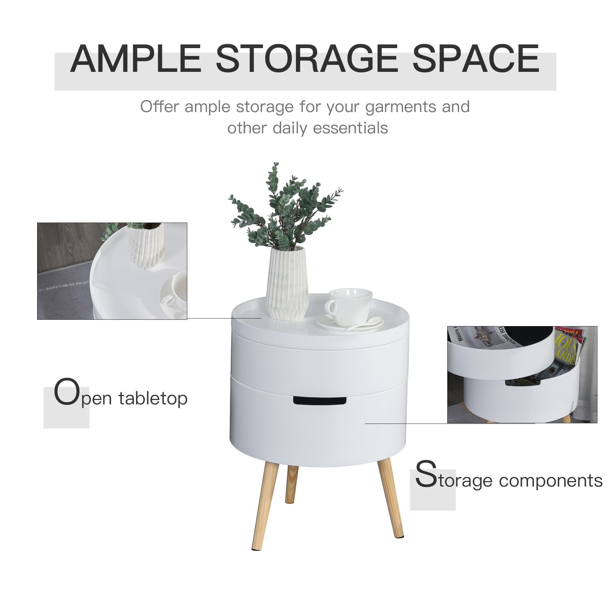 Pair of Round White Side Tables with Hidden Compartment - image 8