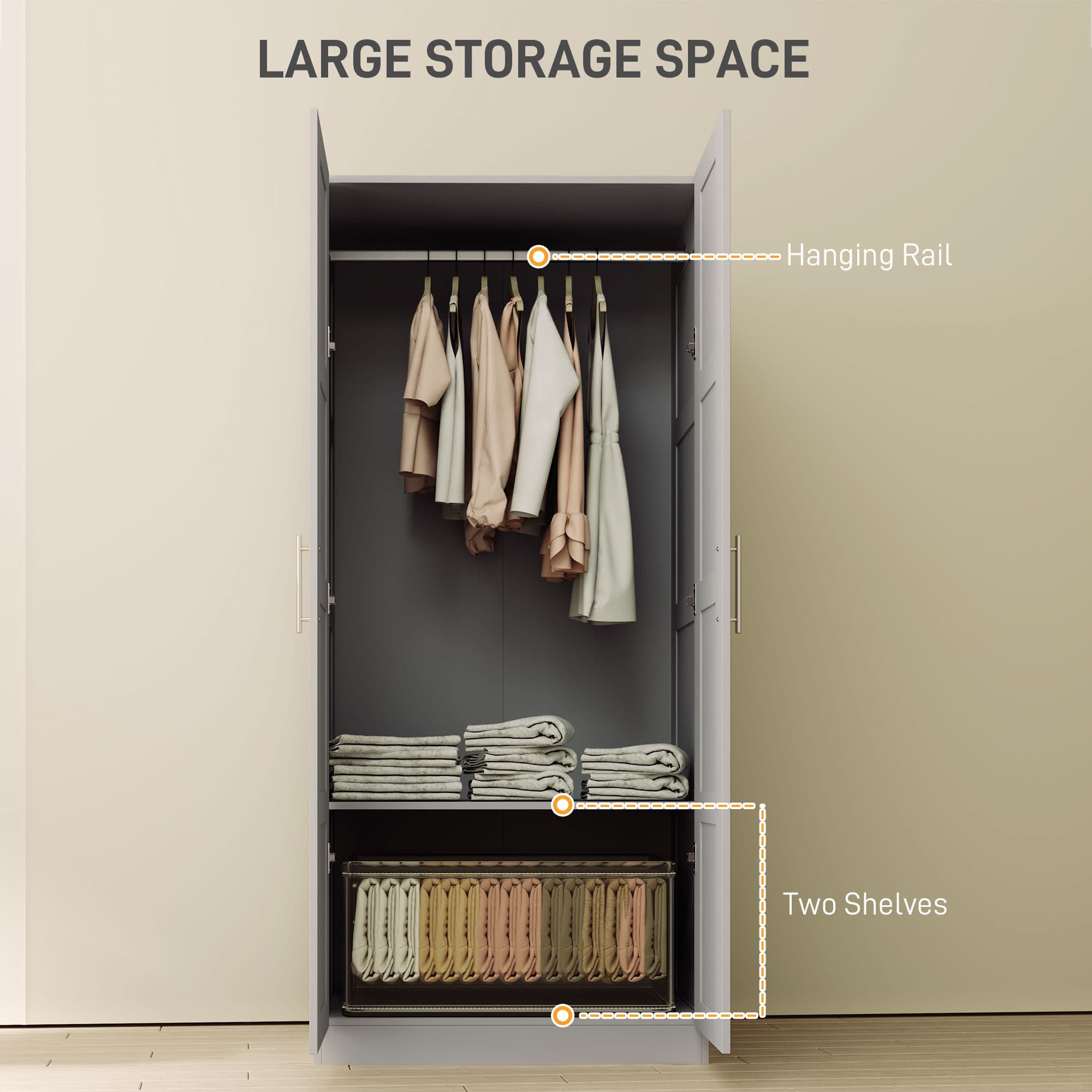 Transform Your Bedroom with this Grey Double Door Wardrobe - image 4