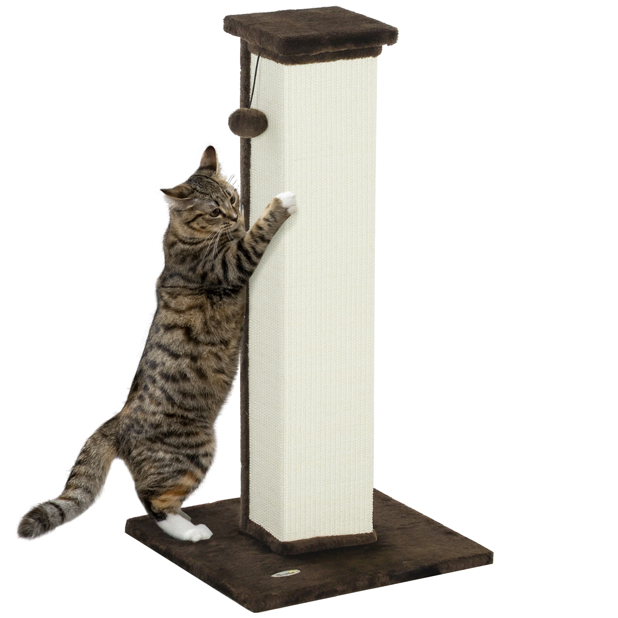 Tall Vertical Cat Scratcher with Sisal Rope and Plush Base – Brown - image 10