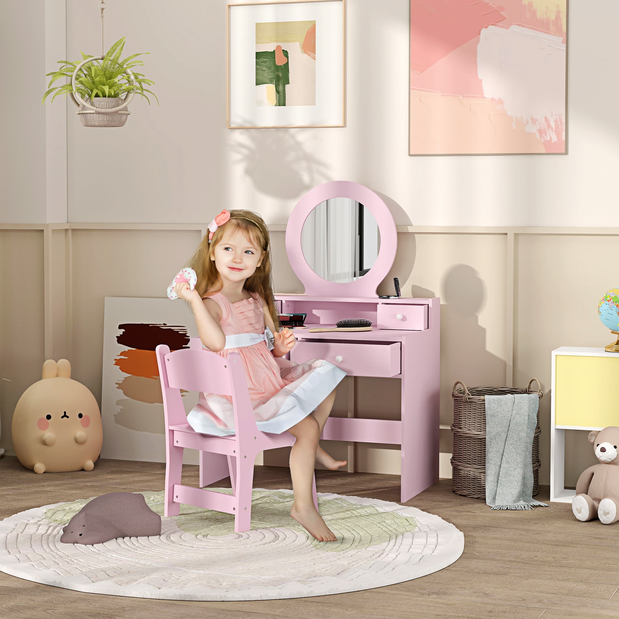 Transform Playtime with this Pink Kids Dressing Table Set - image 4