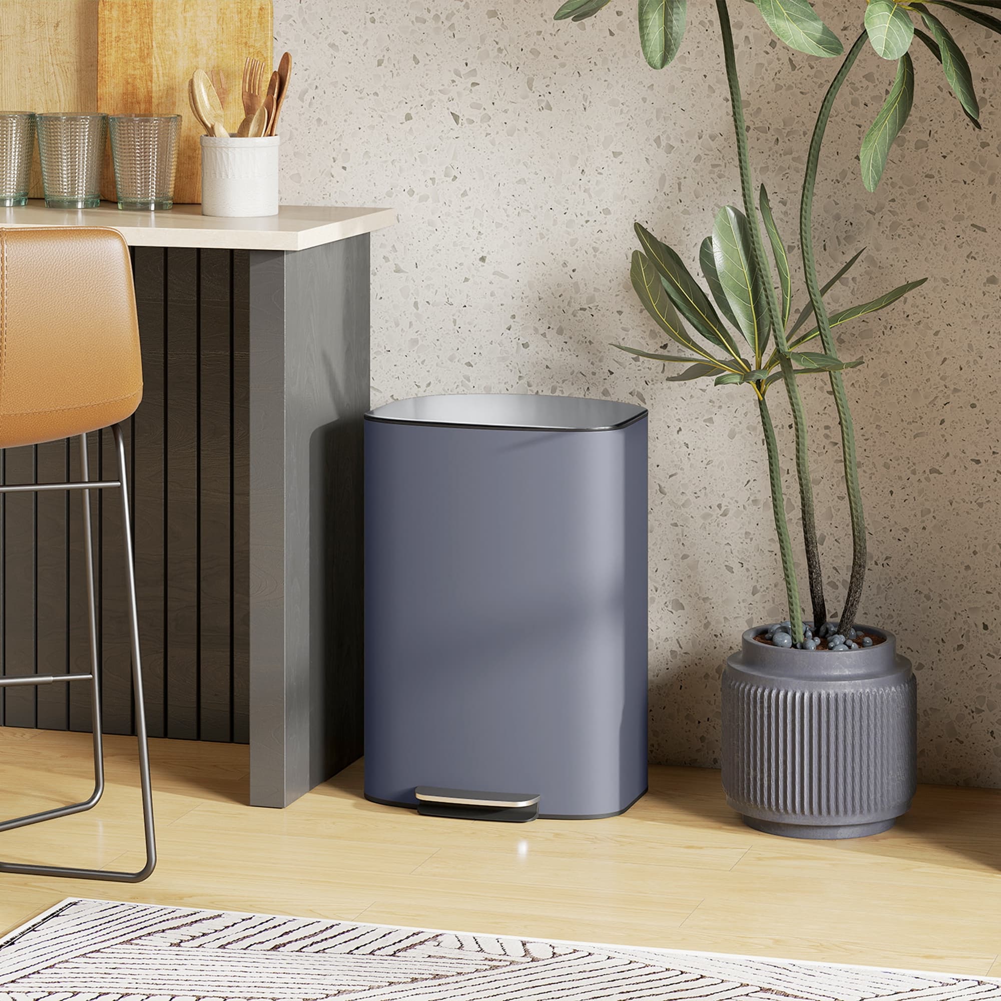 Effortless 50L Grey Stainless Steel Kitchen Pedal Bin - image 2