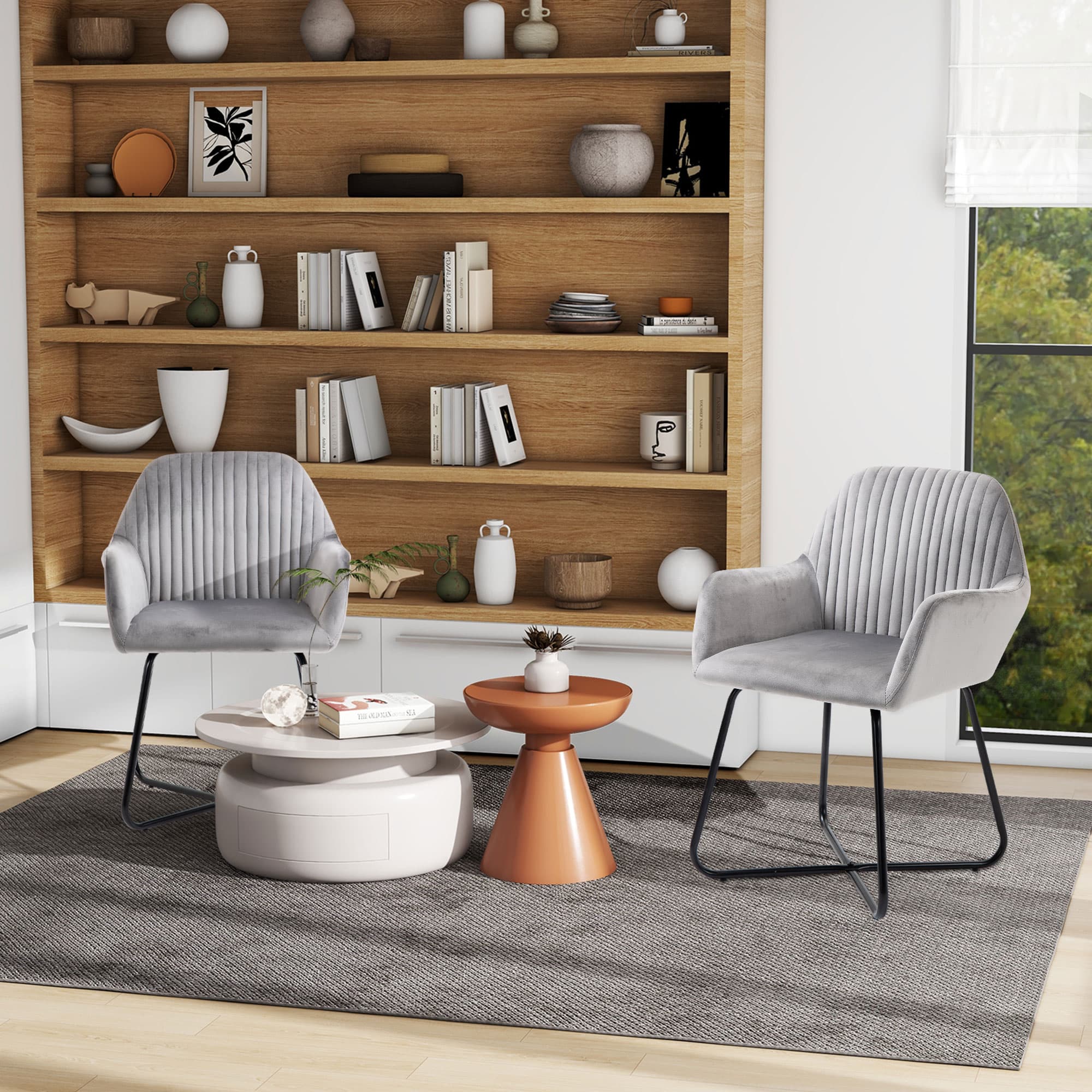 Transform Your Space with the Grey Velvet Plisse Accent Chair - image 4