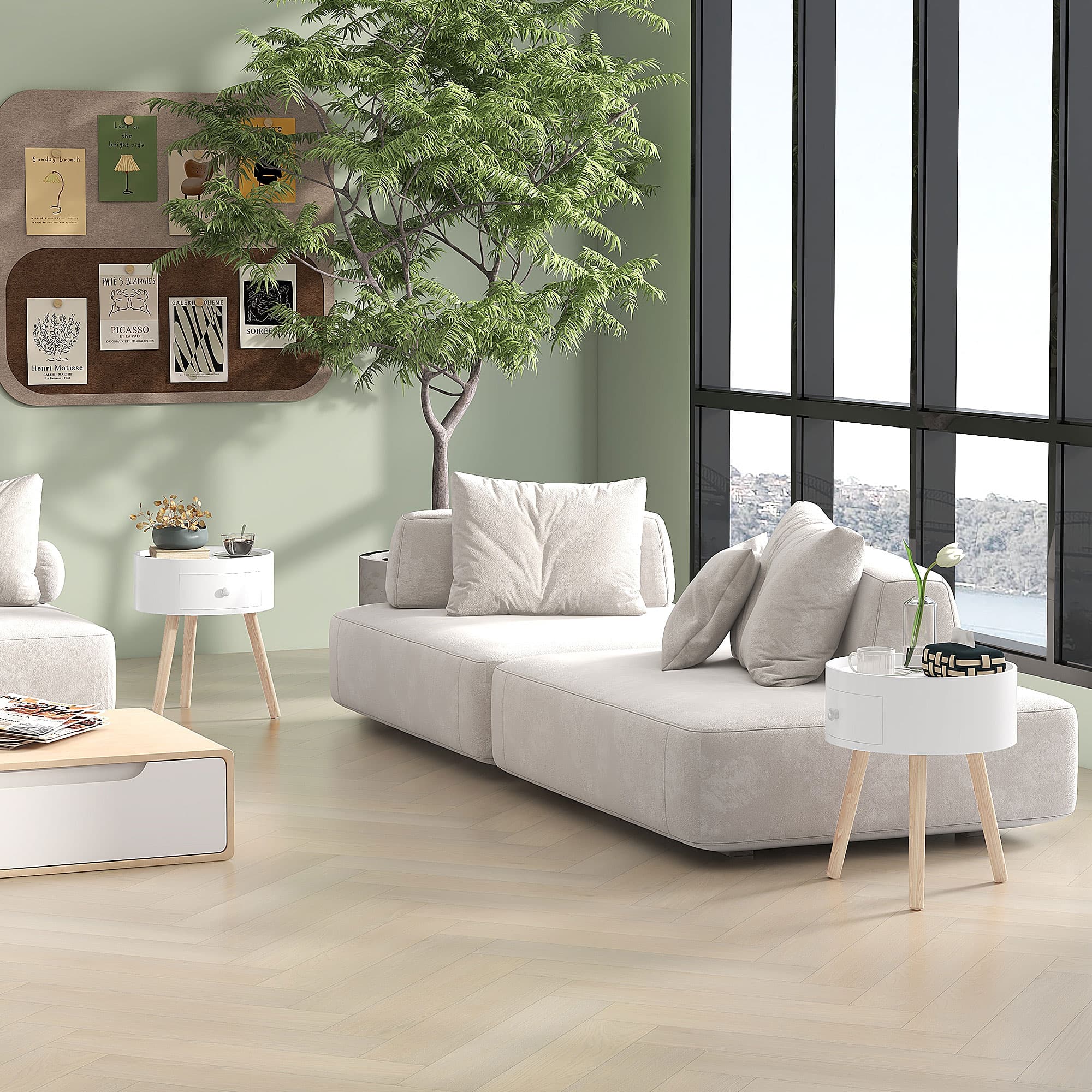 Effortless Style: Set of 2 White Round Side Tables - image 1