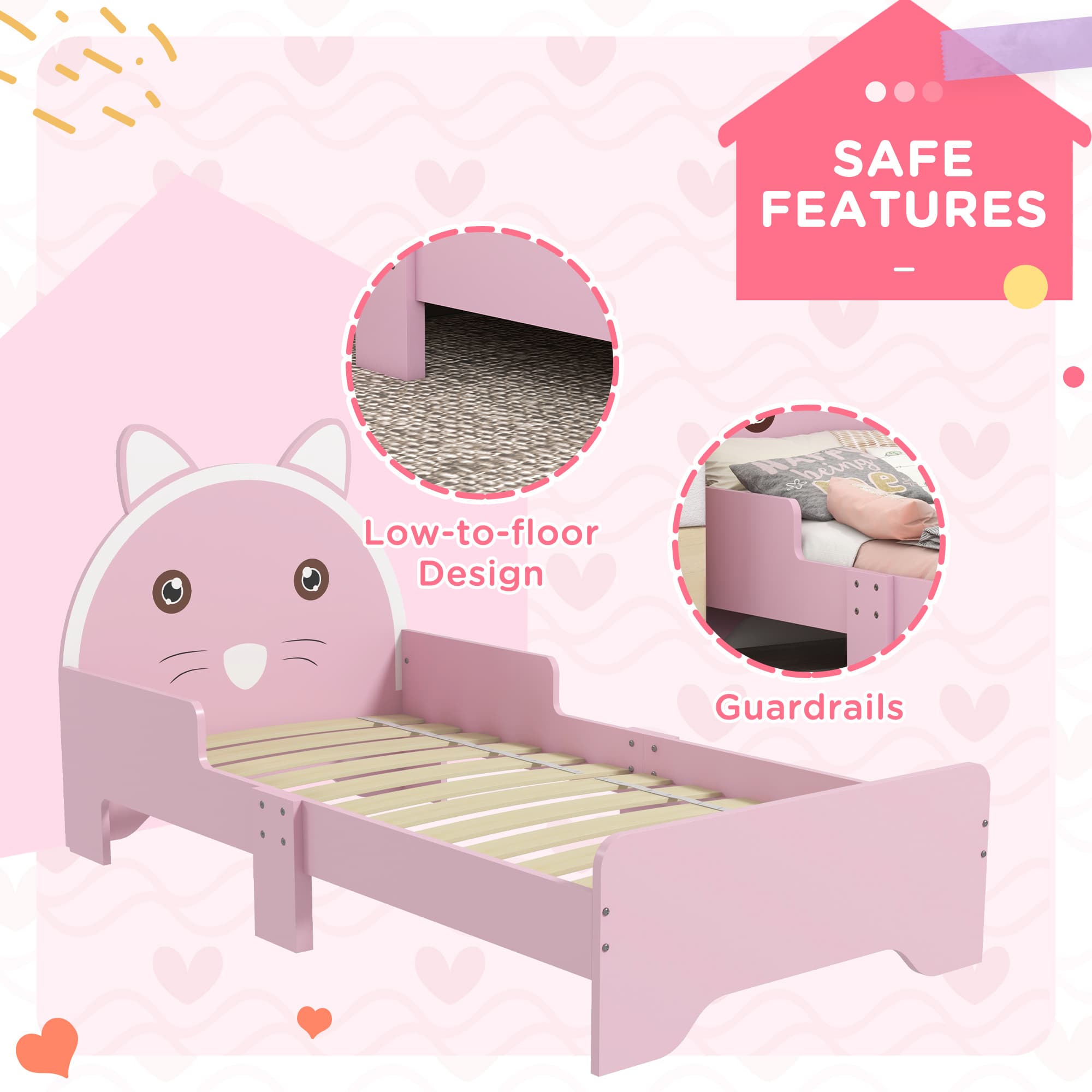 Transform Their Room with the ZONEKIZ Pink Cat Toddler Bed - image 4