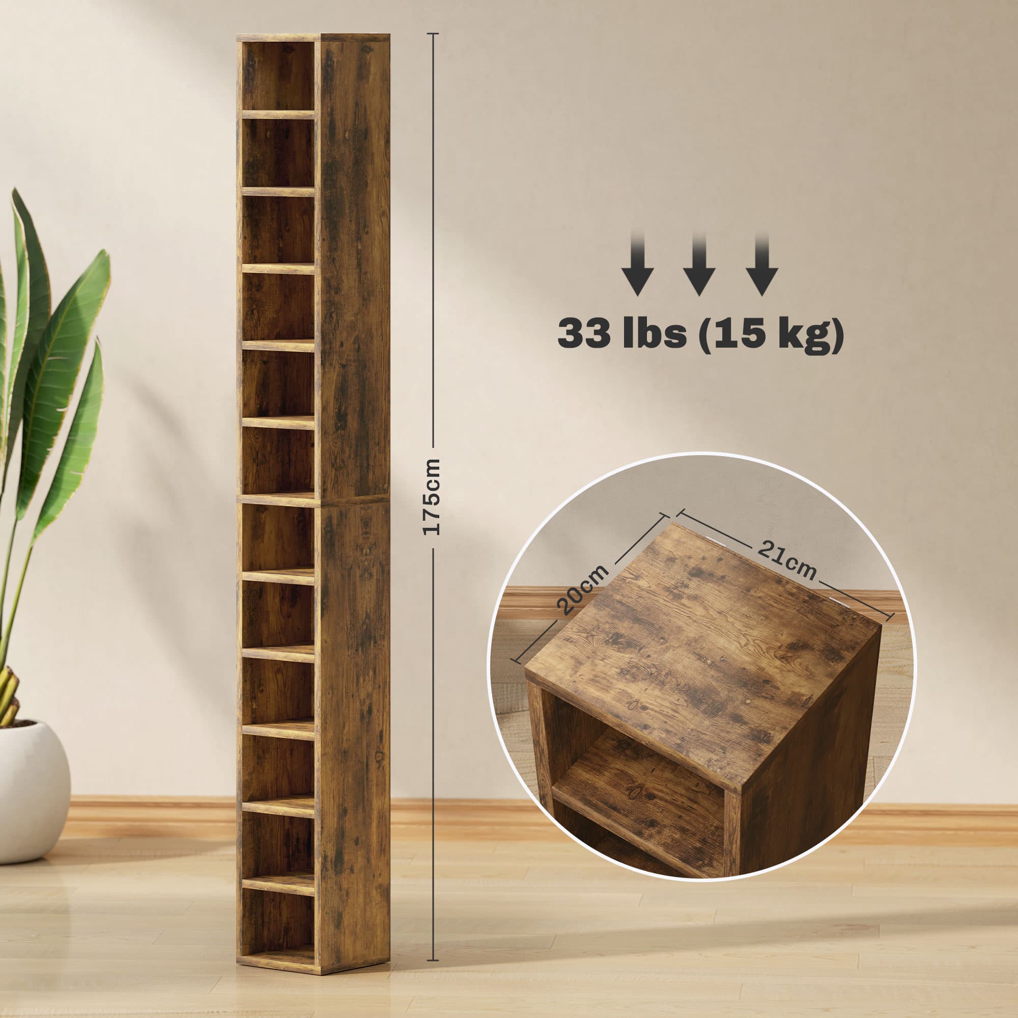 Organise Up to 204 CDs in a Slim Rustic Storage Tower - image 4