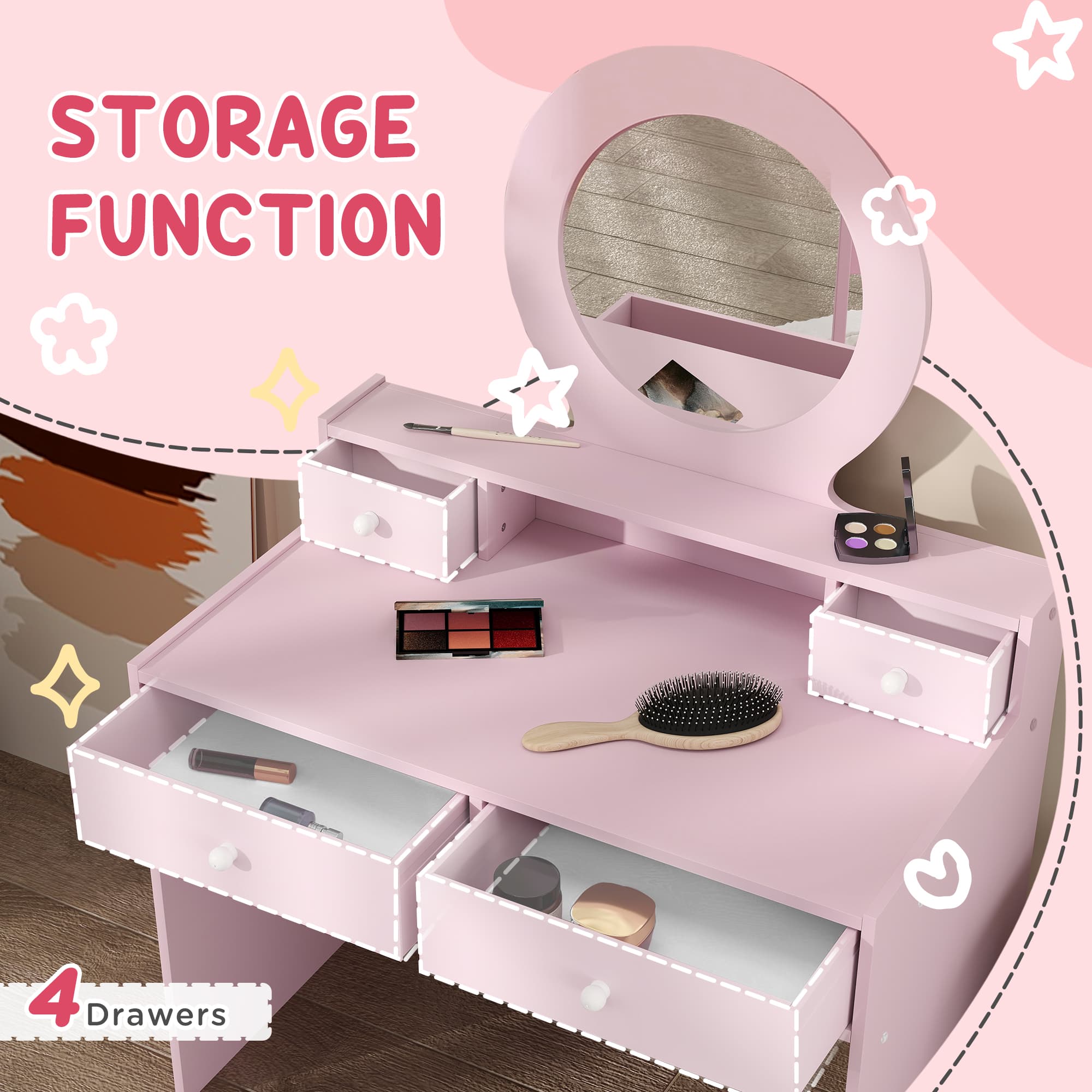 Transform Playtime with this Pink Kids Dressing Table Set - image 3