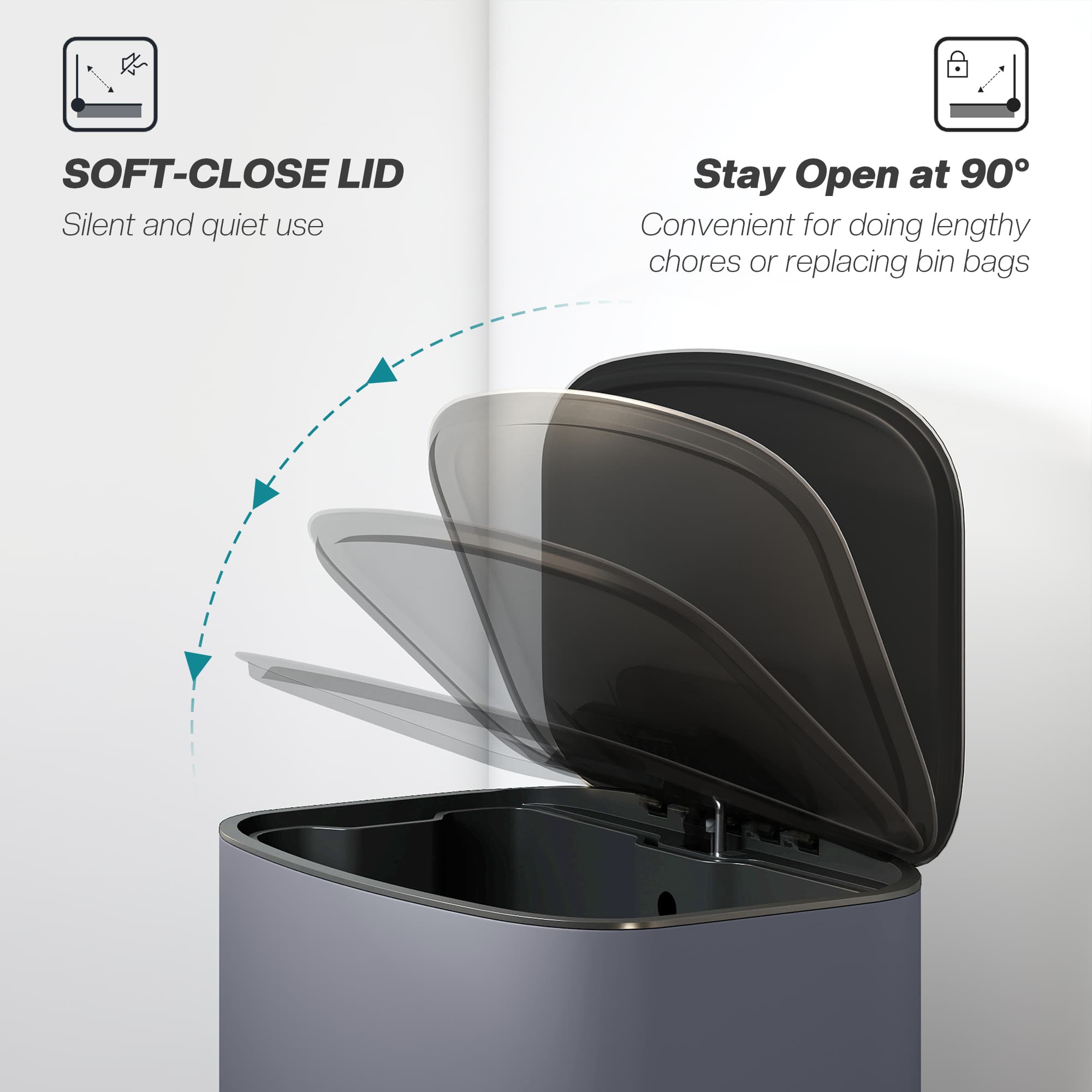 Effortless 50L Grey Stainless Steel Kitchen Pedal Bin - image 4