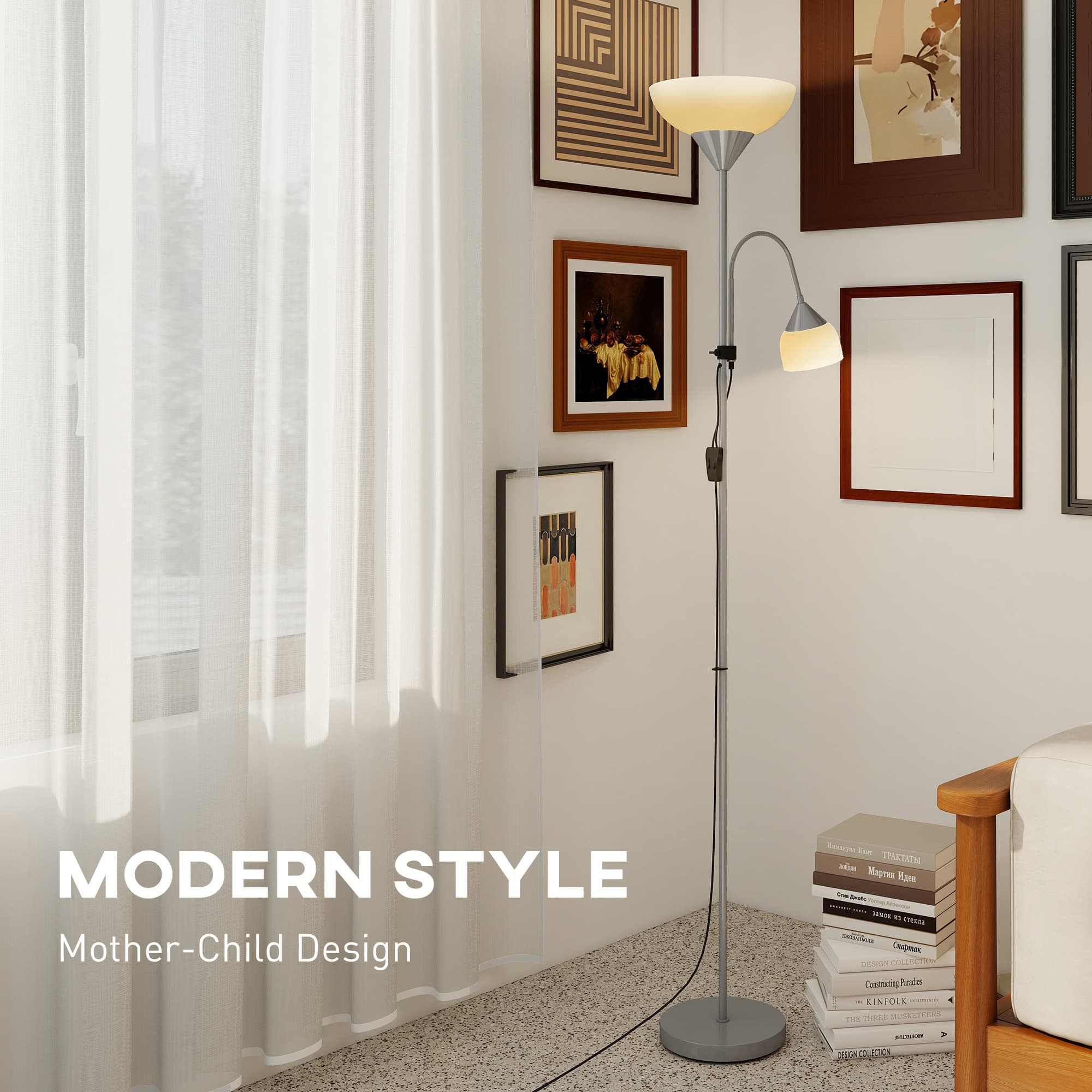 Mother and Child Floor Lamp with Adjustable Reading Light - image 4