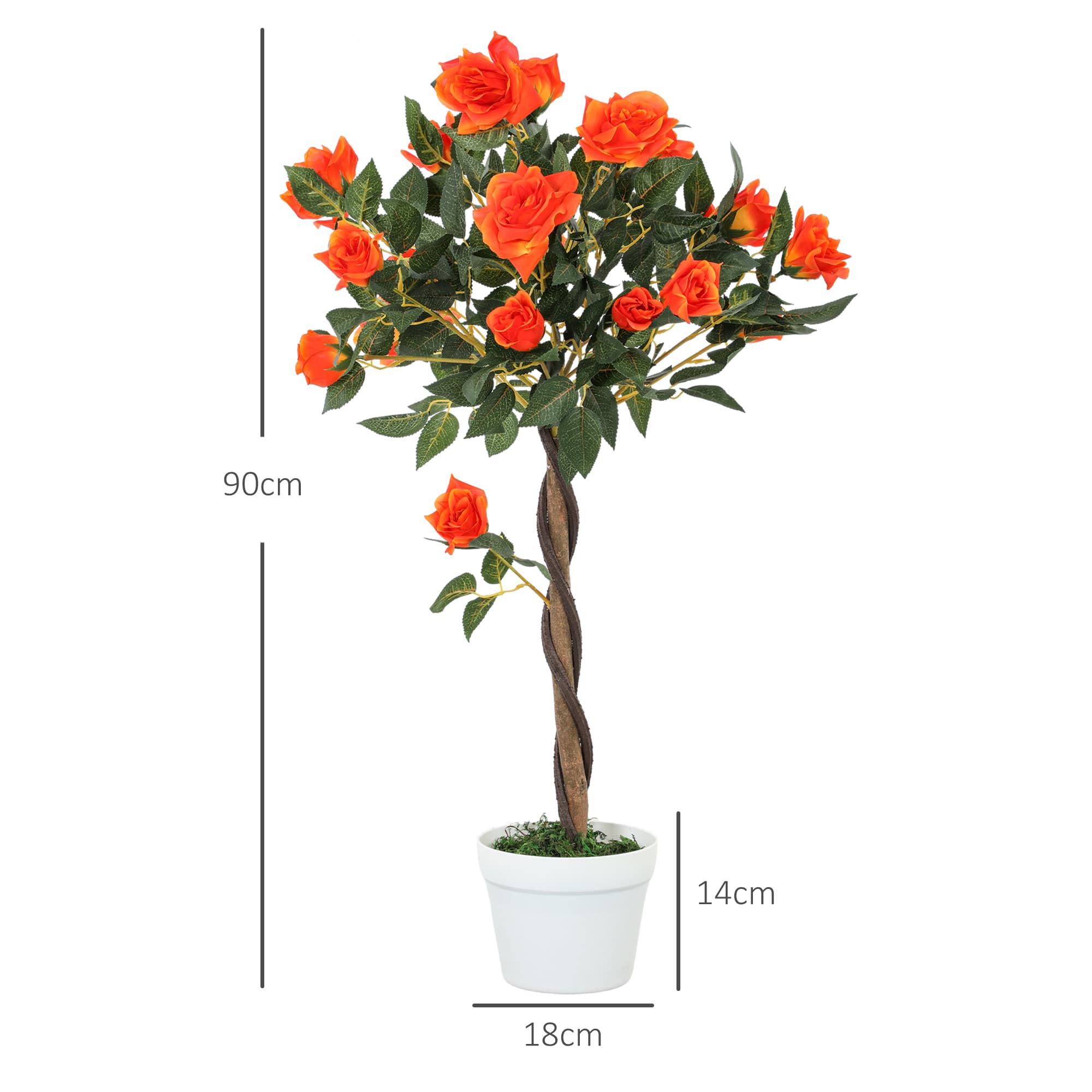 Pair of Artificial Orange Rose Trees in Pots – 90cm, No Upkeep - image 5