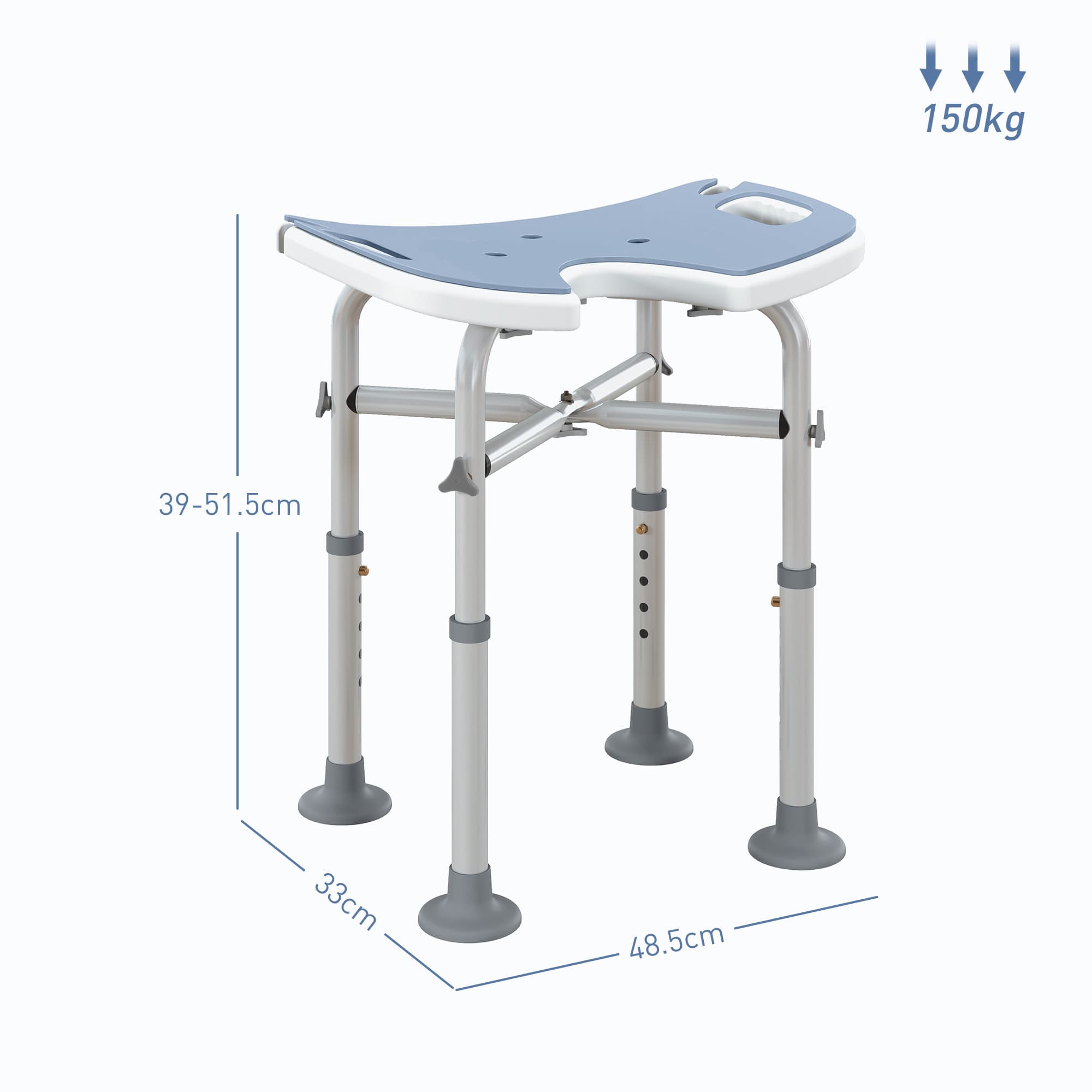 Height-Adjustable Shower Stool with Padded U-Seat - image 2