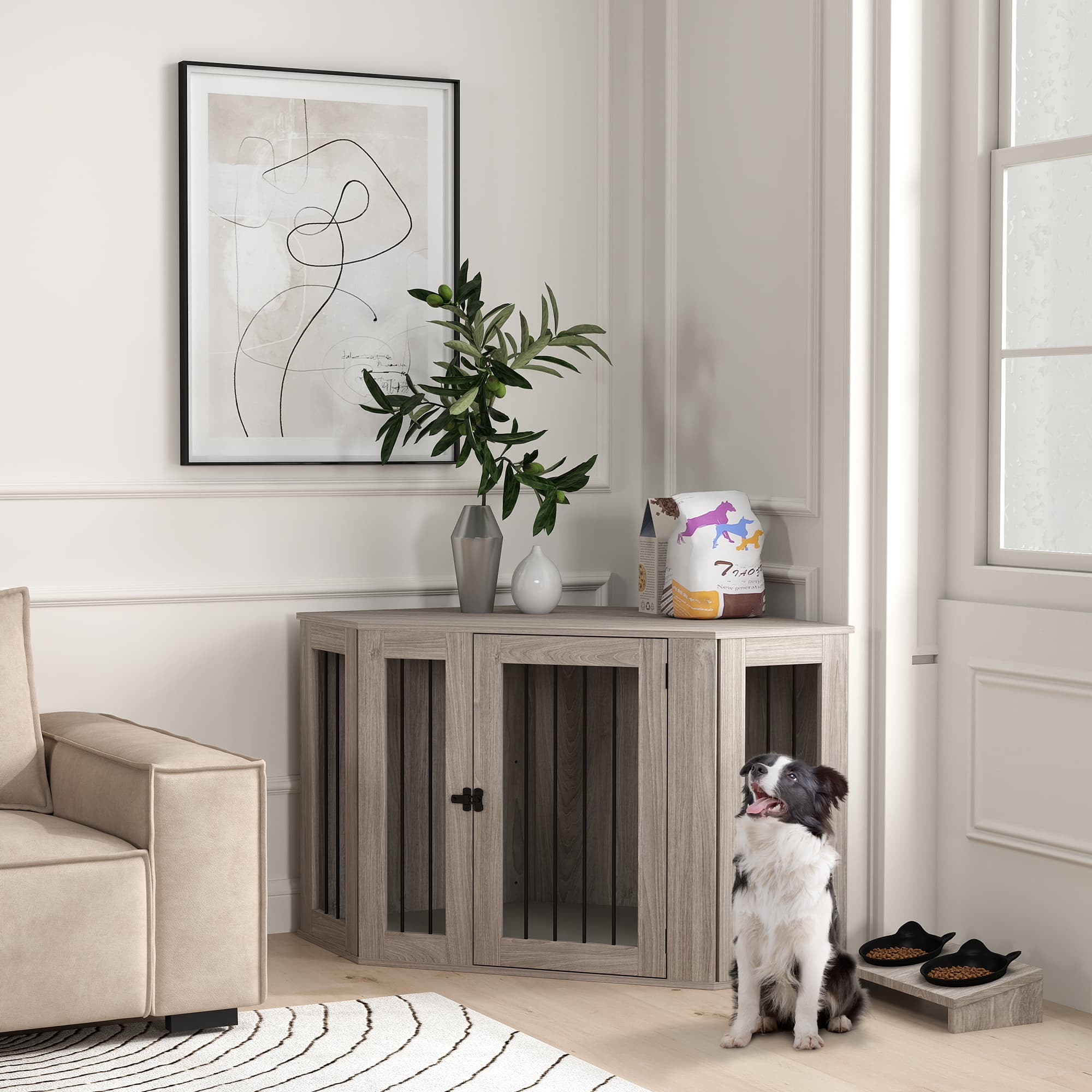 Corner Dog Crate That Doubles as Living Room Furniture - image 4