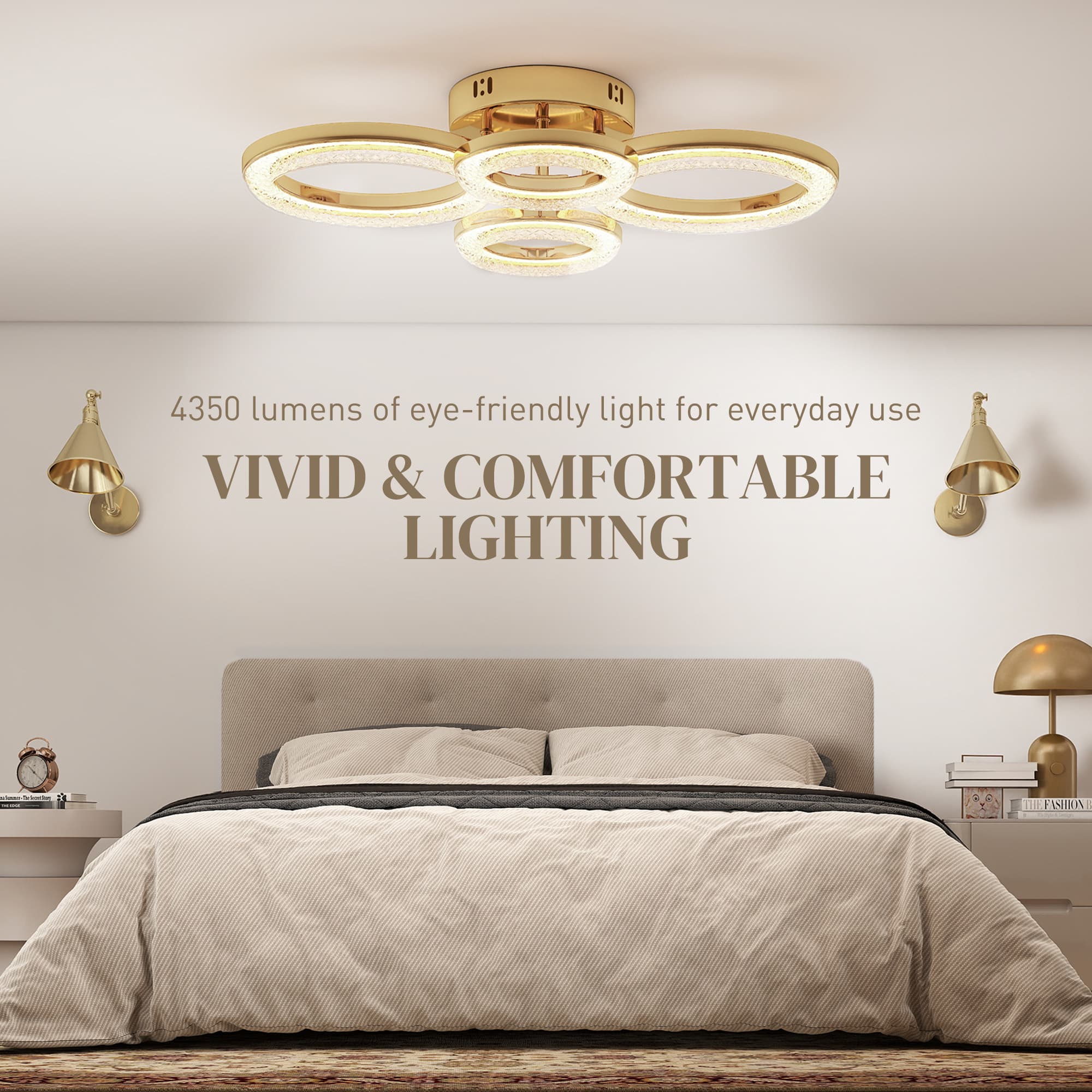 Modern 4-Ring Gold LED Ceiling Light for Effortless Ambience - image 5