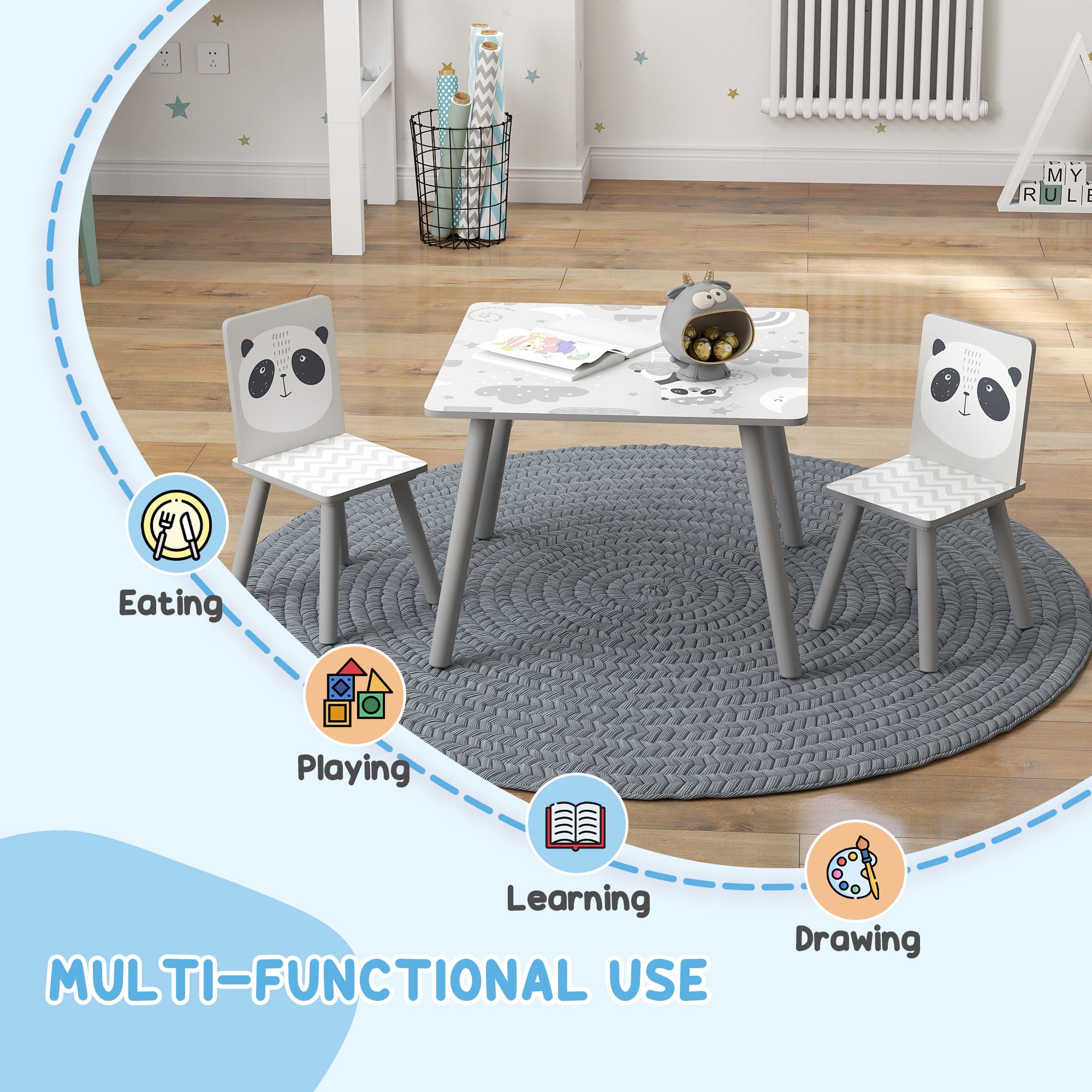 ZONEKIZ Grey Kids Table and Chairs for Effortless Play - image 2