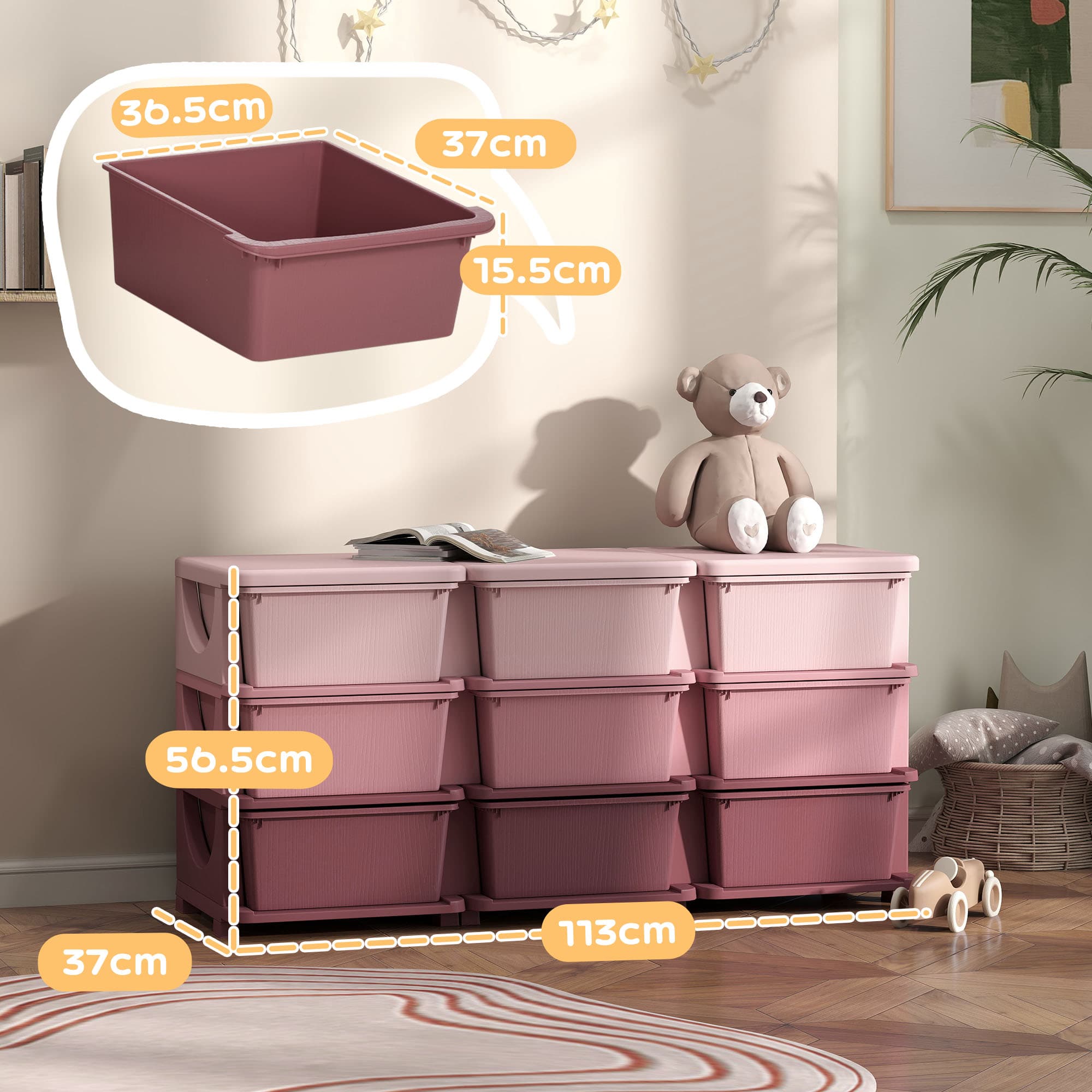 Transform Their Playroom with this Pink 9-Drawer Storage Unit - image 2