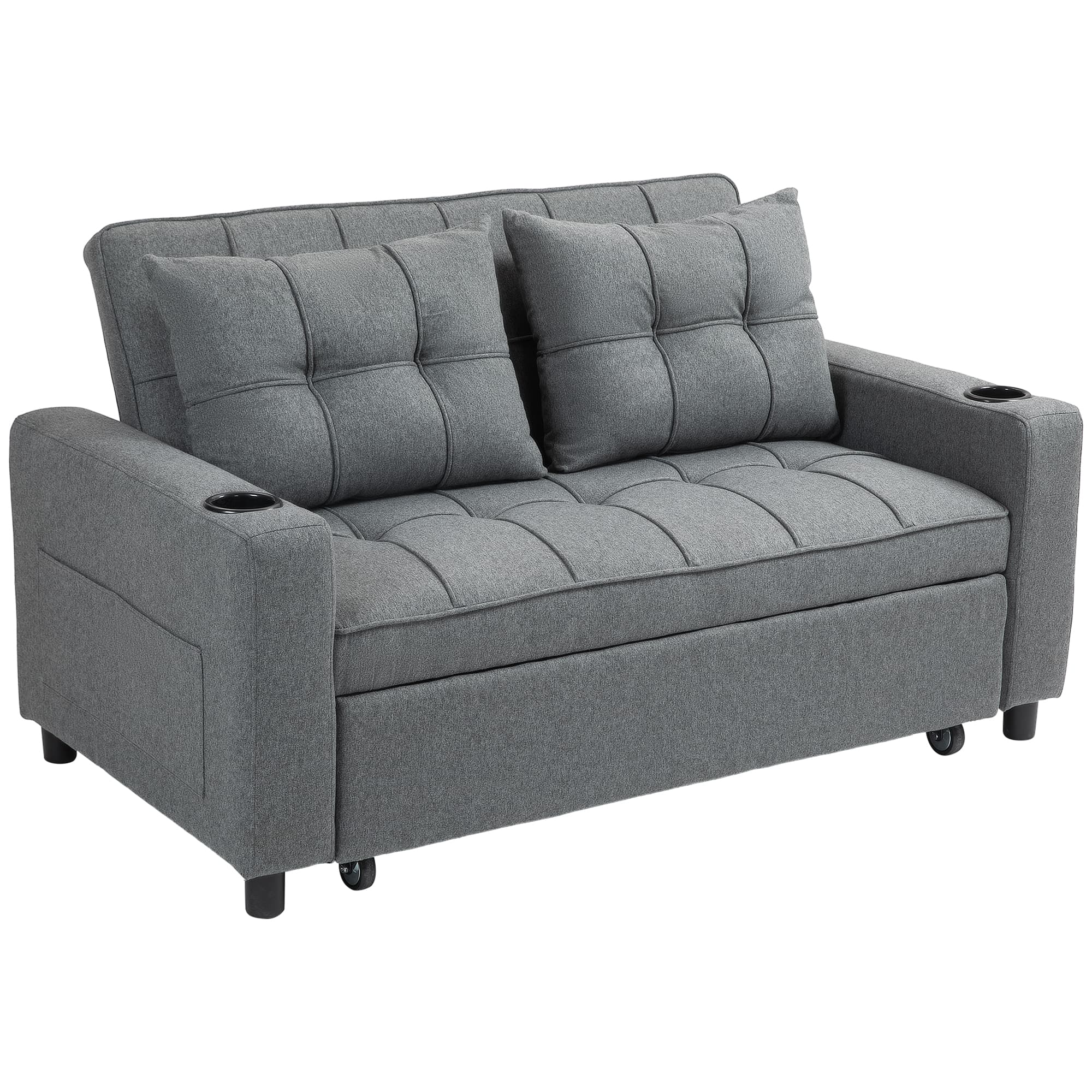 Effortless Charcoal Grey Two-Seater Pull-Out Sofa Bed