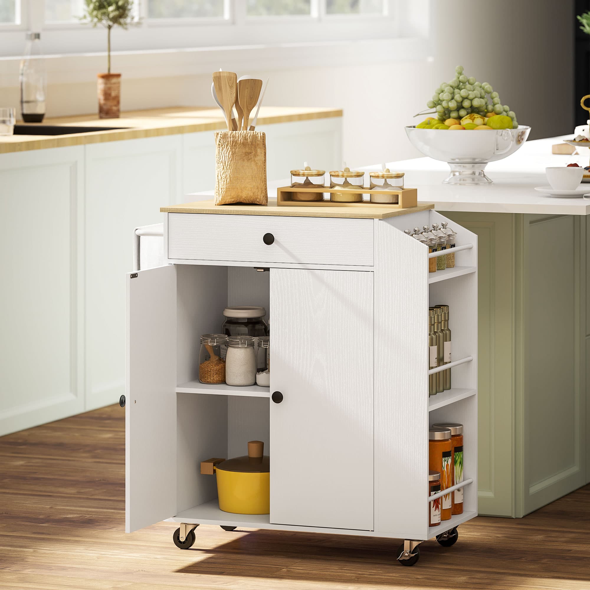 Transform Your Space With This White Rolling Kitchen Island - image 5