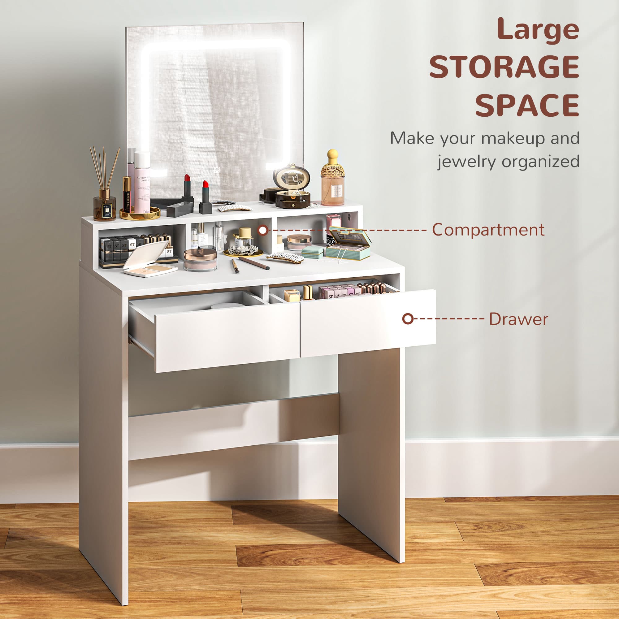 Transform Your Routine with this White LED Dressing Table - image 2