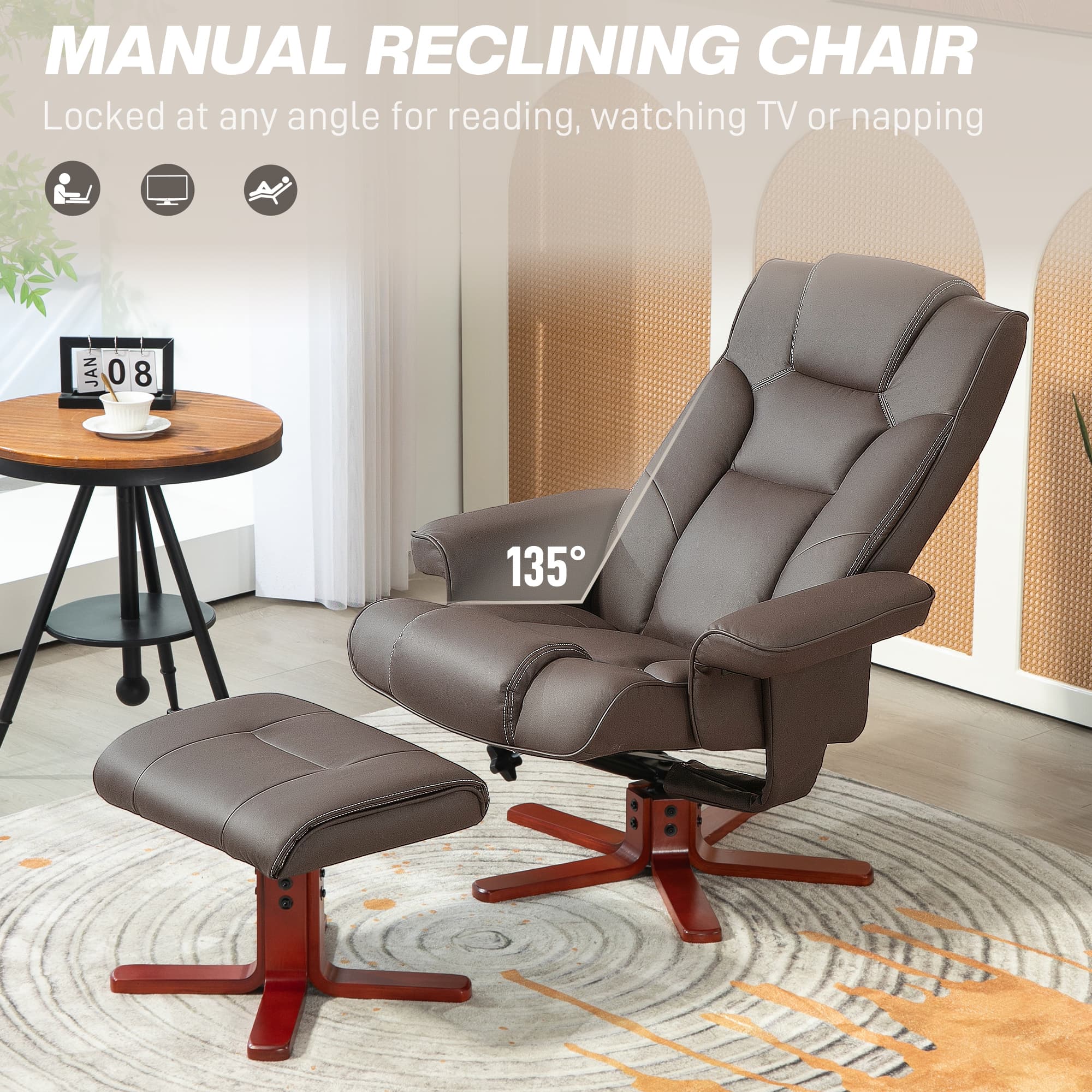 Transform Your Lounge with this Brown Recliner & Footstool - image 2