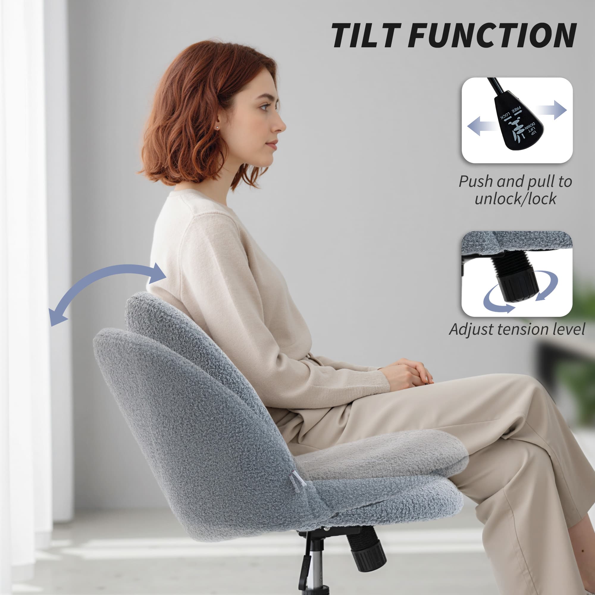 Transform Your Workspace with the Grey Teddy Fleece Office Chair - image 2