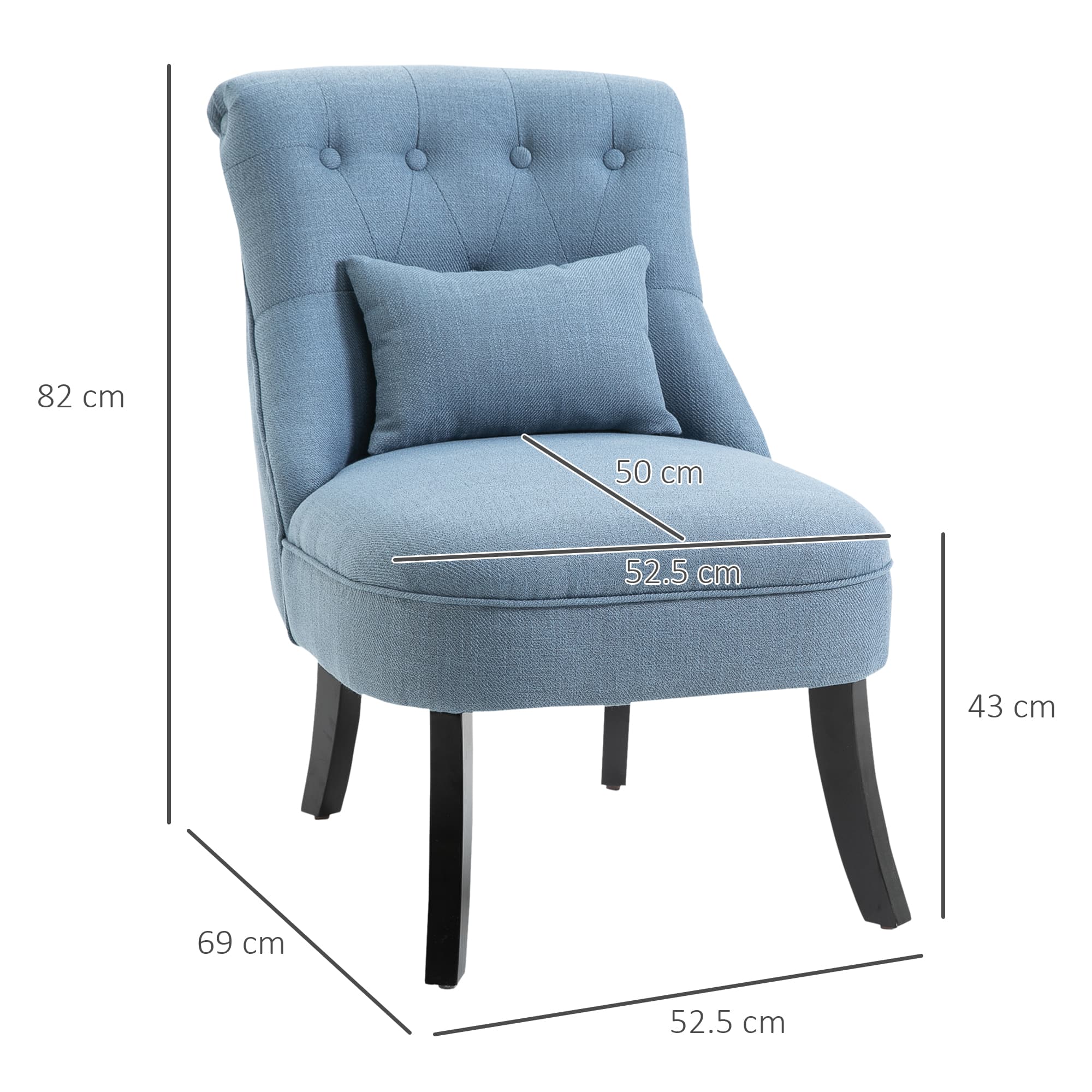 Vintage-Inspired Blue Tufted Armless Accent Chairs (Set of 2) - image 2