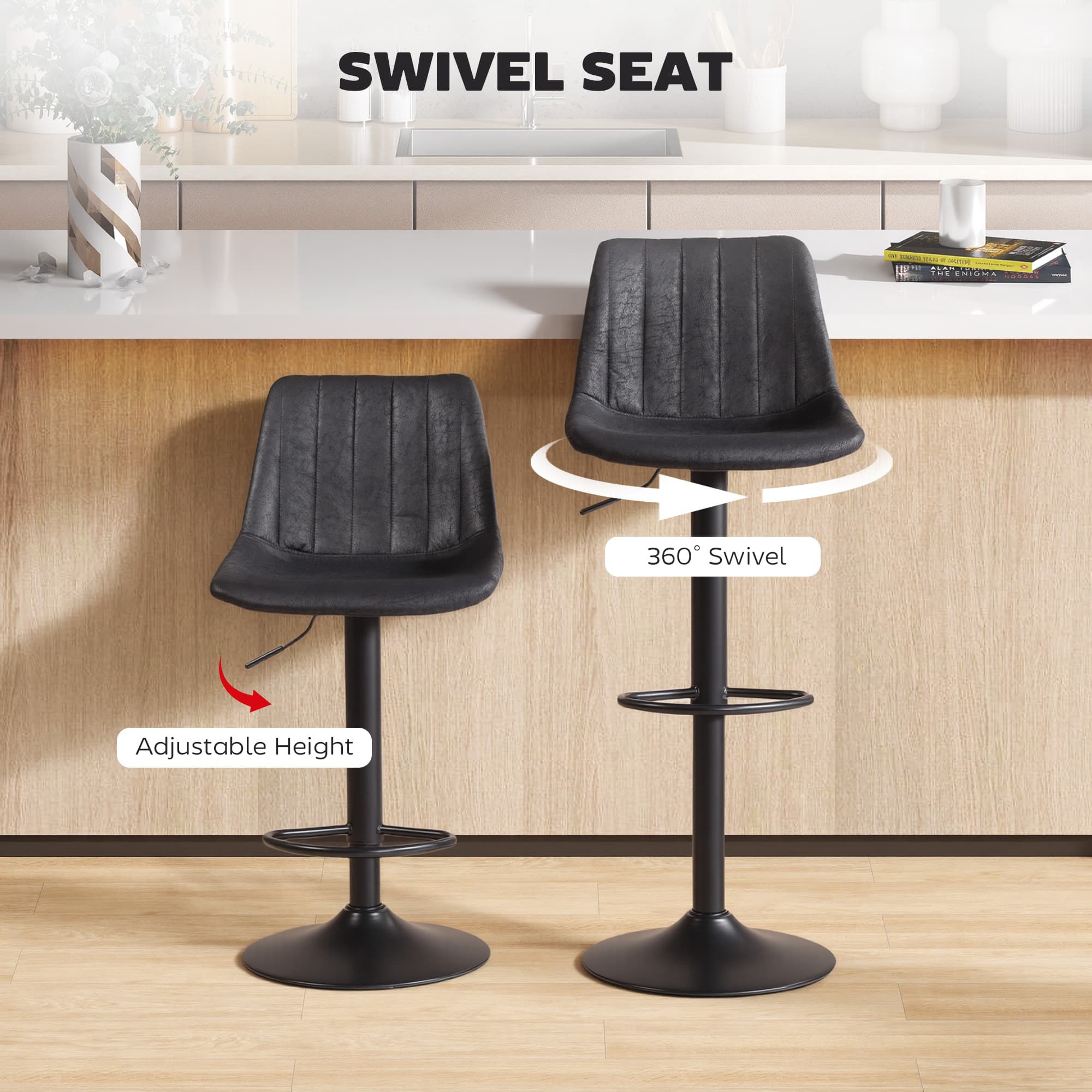 Transform Your Kitchen with Black Leathaire Swivel Bar Stools - image 5
