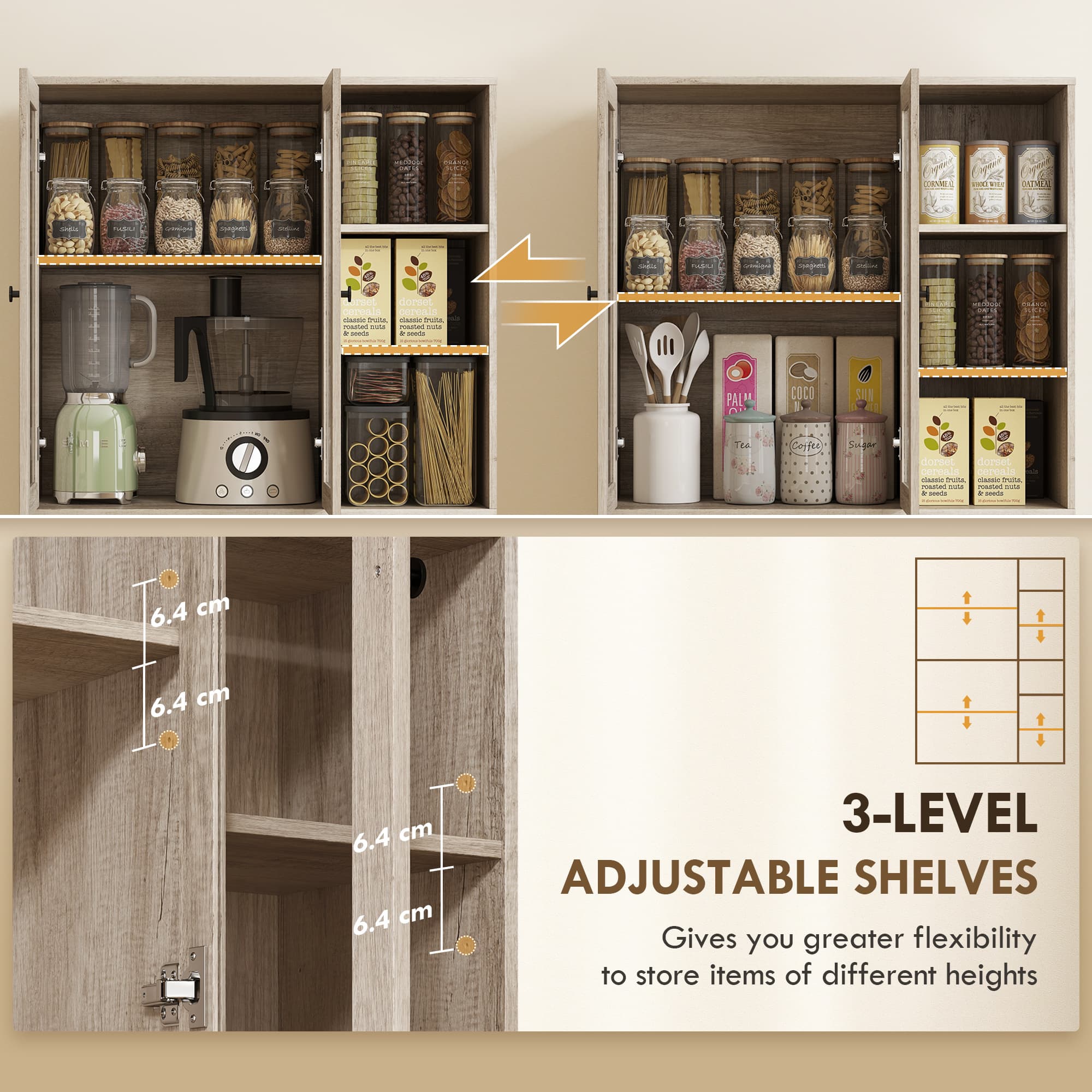 Effortless Organisation: Grey Wood-Effect Kitchen Cabinet - image 3