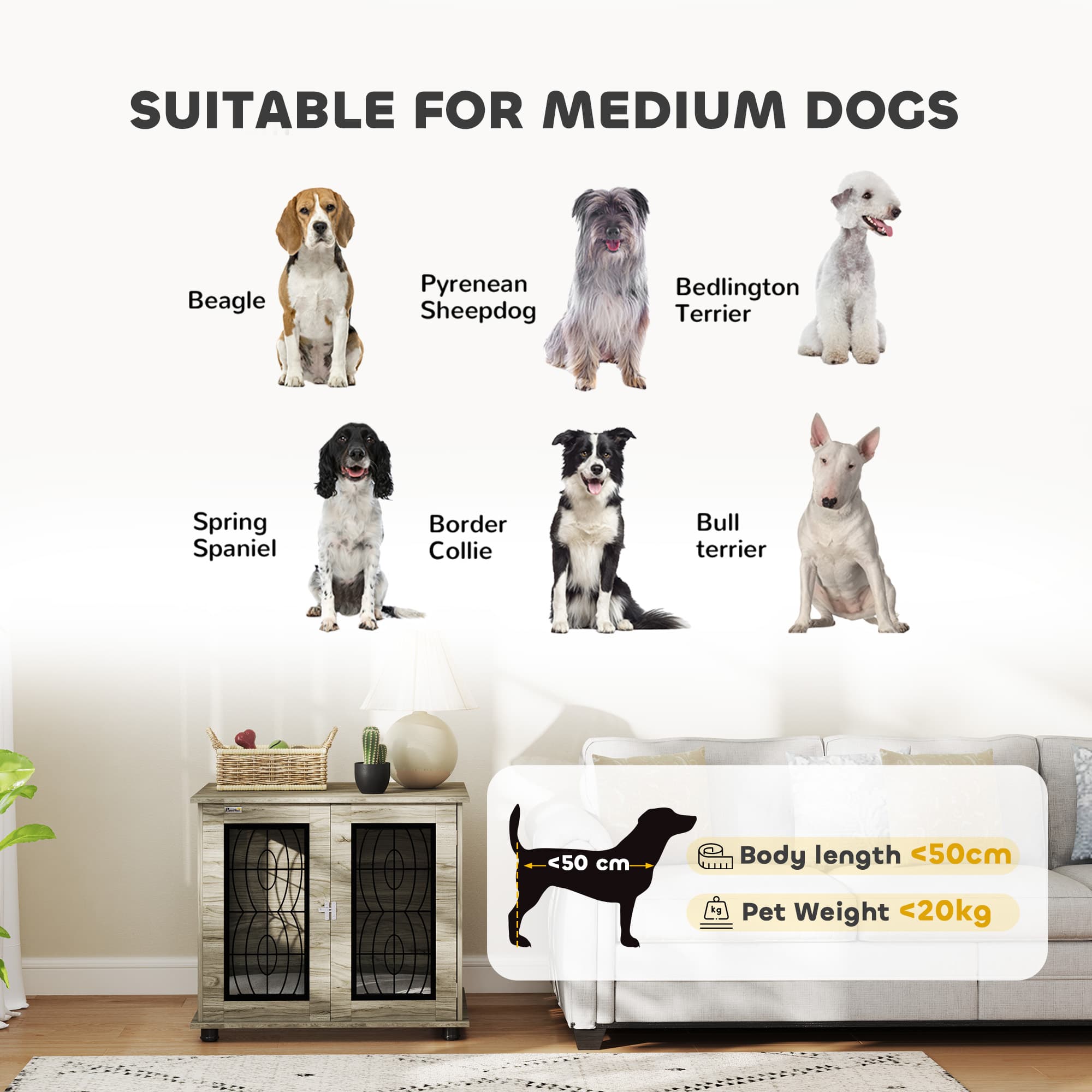 PawHut Indoor Dog Crate End Table with Lockable Doors - image 1