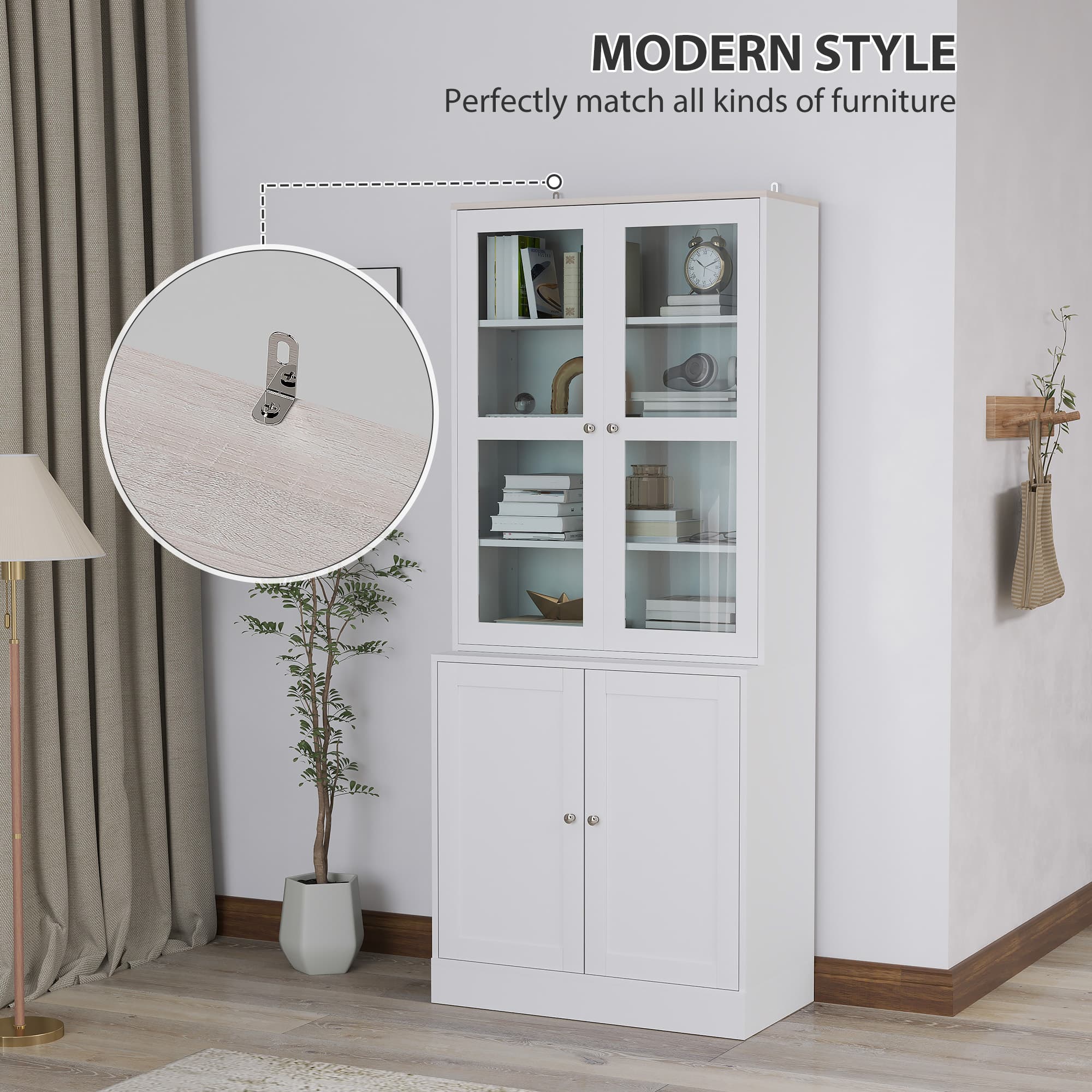 Effortless Elegance: White Double Storage Display Cabinet - image 1