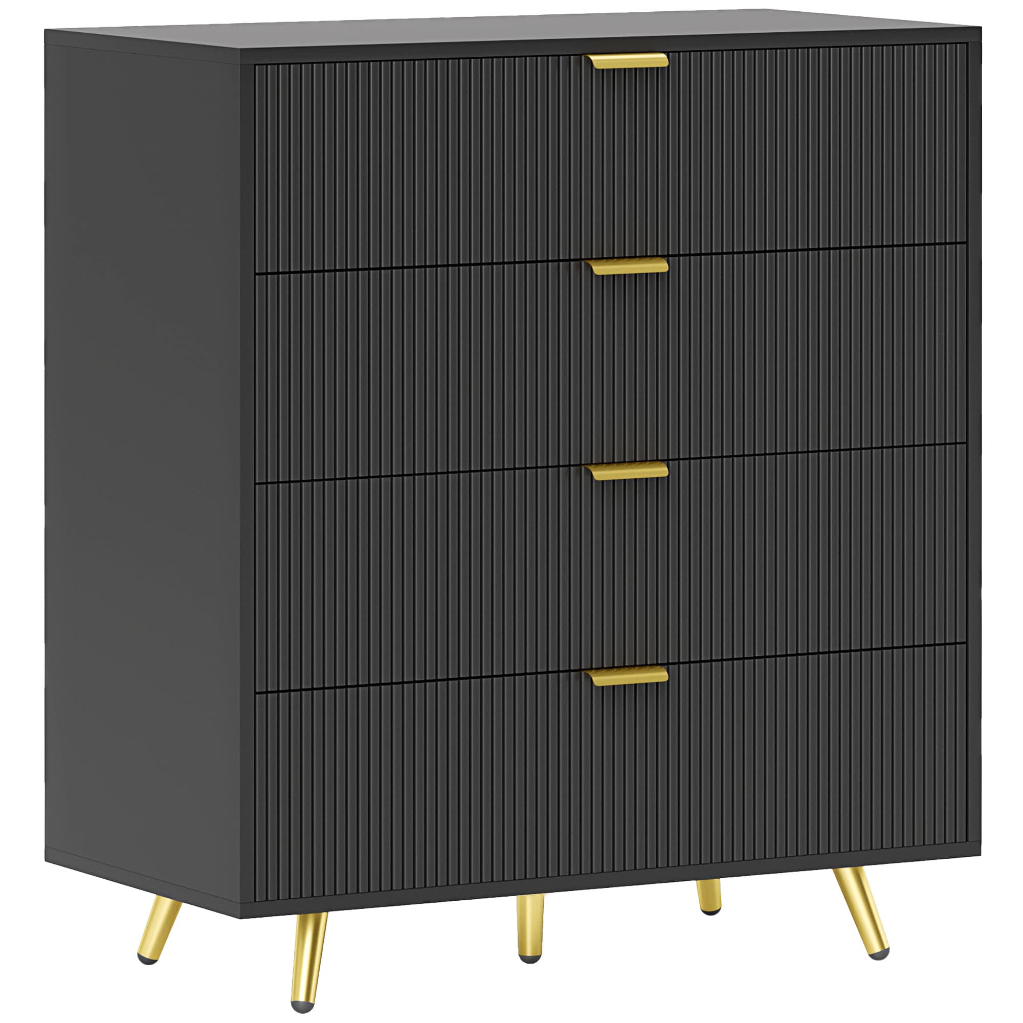 Transform Your Bedroom with this Black 4-Drawer Chest - Black