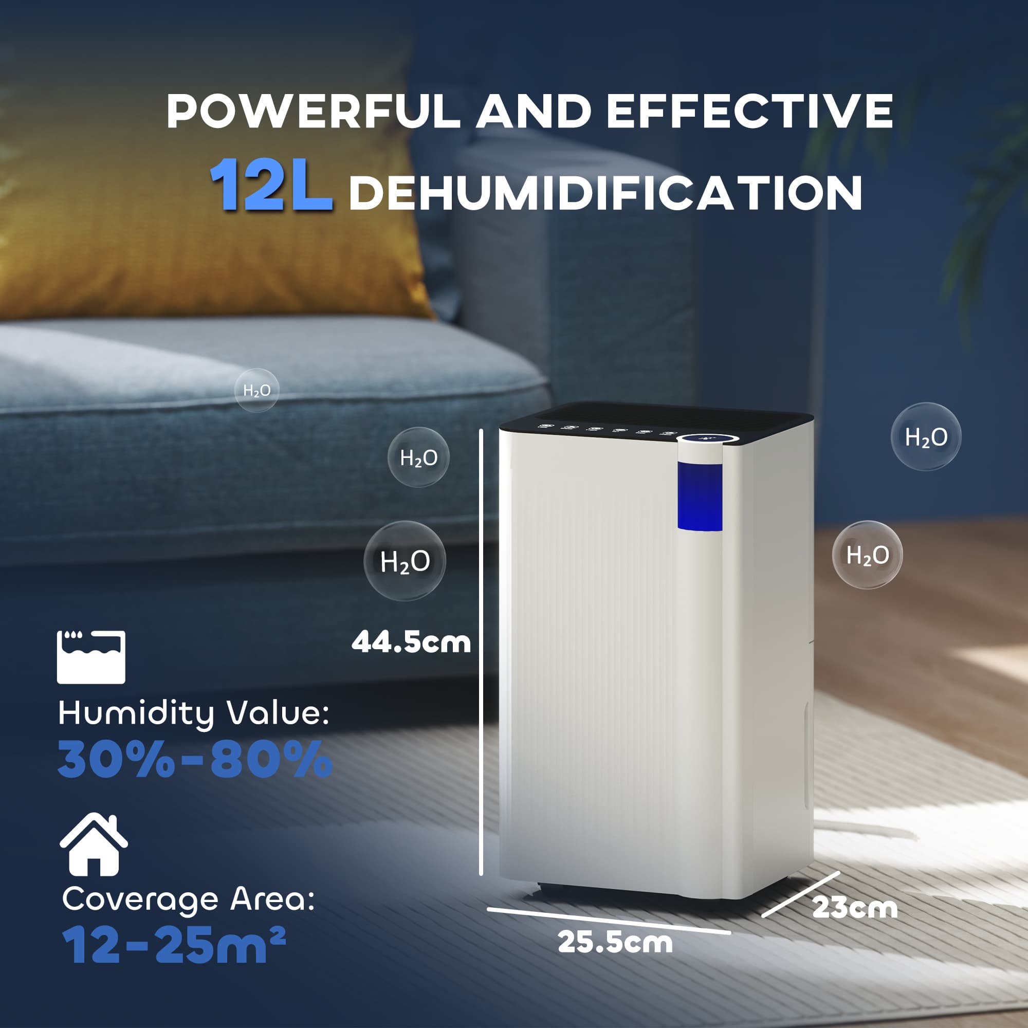 White 12L/Day Dehumidifier with Washable Filter for Small Rooms - image 6