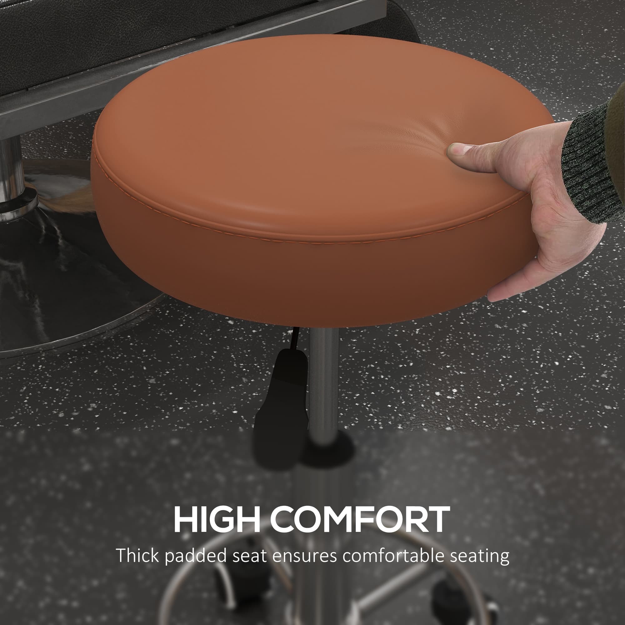 Rolling Height-Adjustable Stool for Salon, Spa or Home Use - image 4