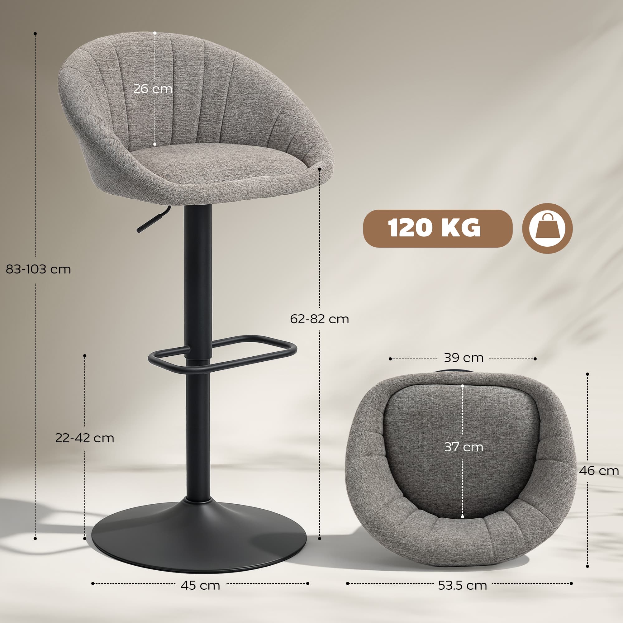 Set of 2 Grey Tub Bar Stools for Effortless Kitchen Comfort - image 5
