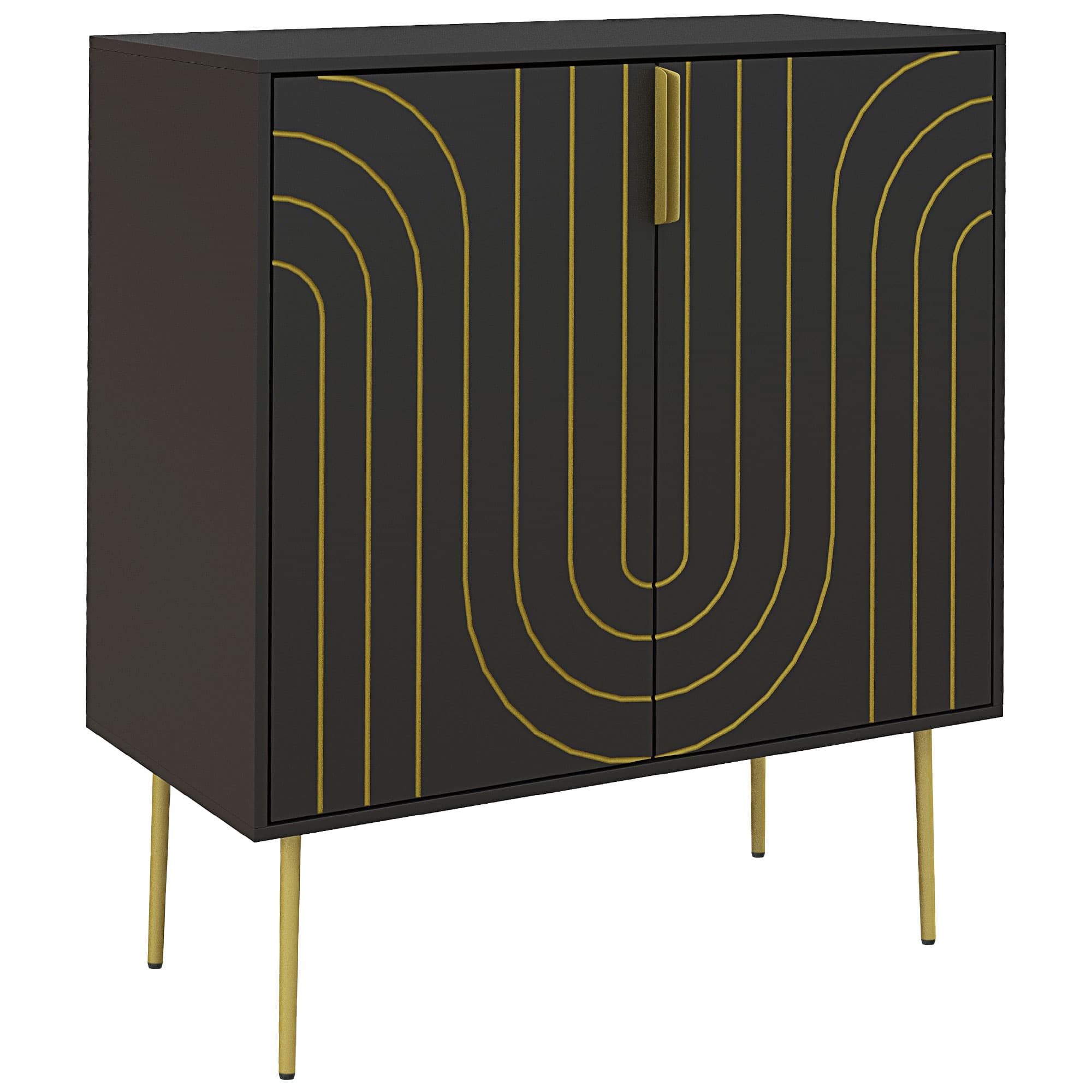 Art Deco Inspired Sideboard in Black and Gold Tone