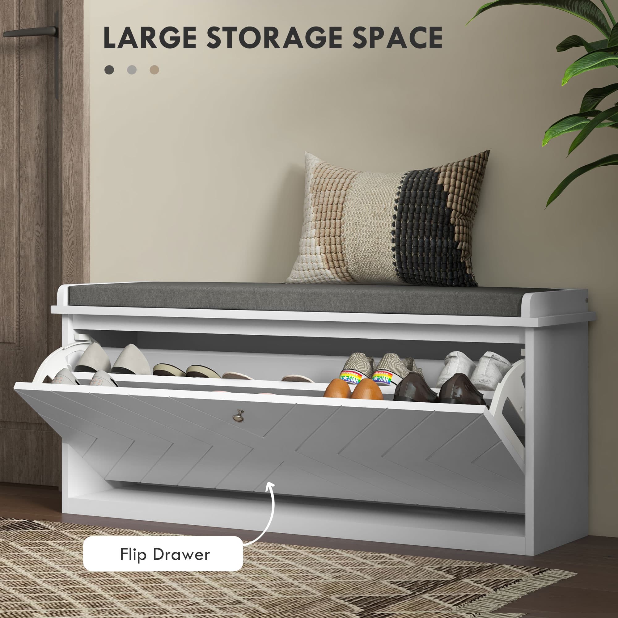 White Padded Shoe Storage Bench for Effortless Organisation - image 4