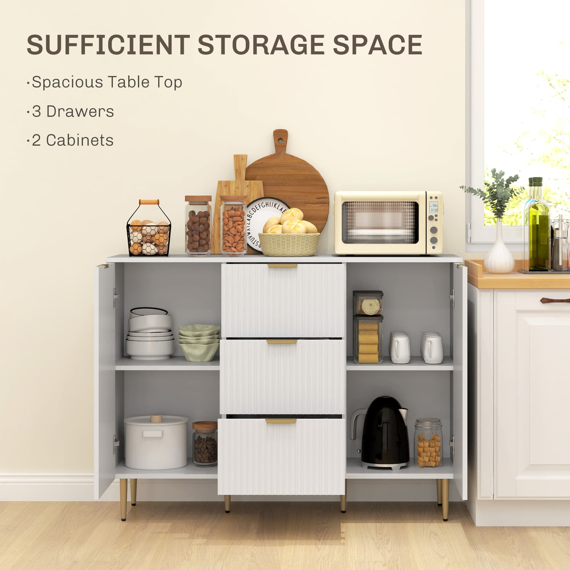 Effortless Storage: Modern White Fluted Sideboard - image 3
