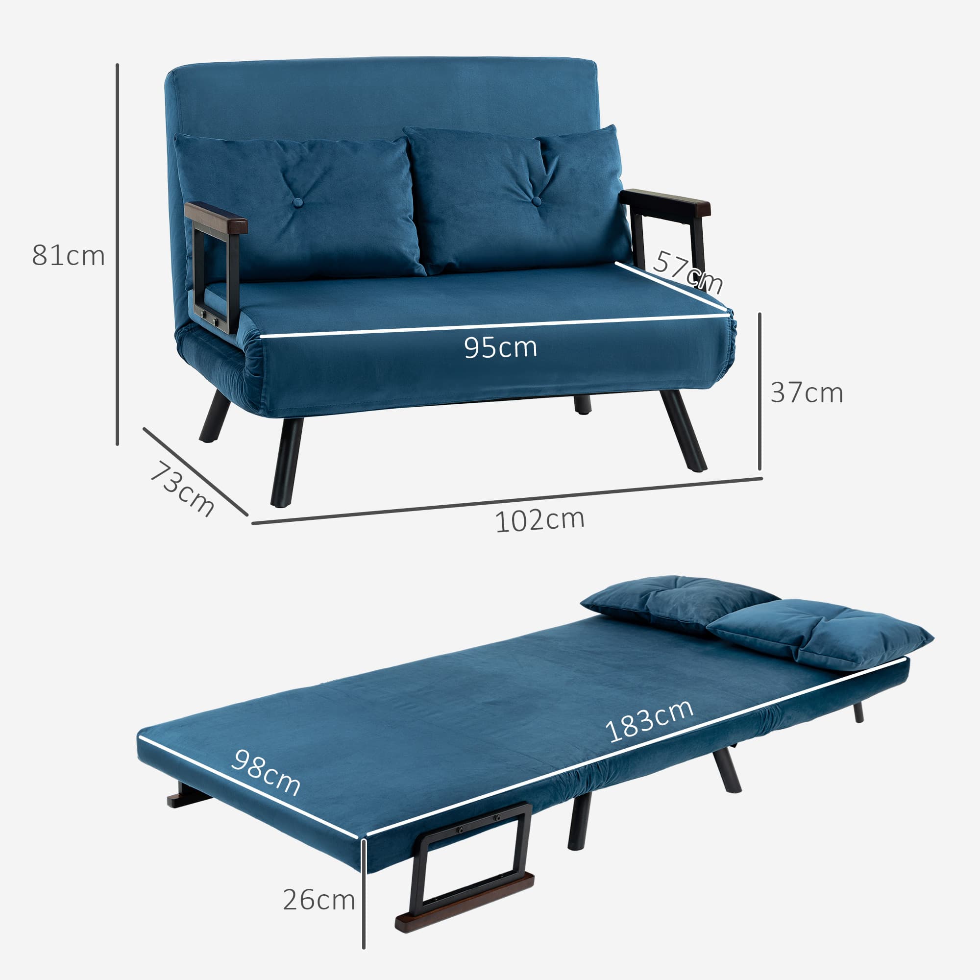 Transform Your Space with the 4-in-1 Velvet Double Sofa Bed - image 1