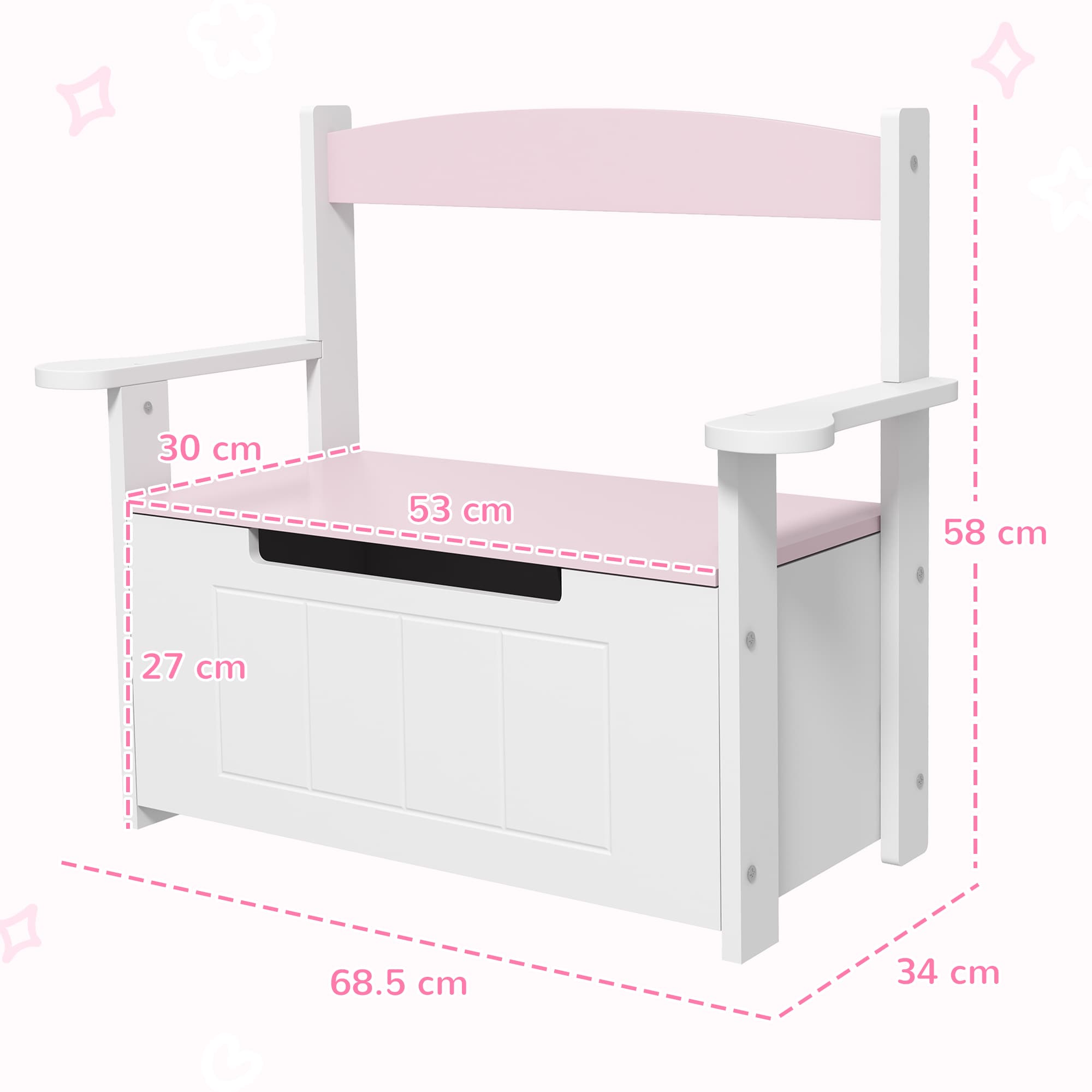 Children's Toy Box Storage Bench with Safe Gas Strut Lid - image 4