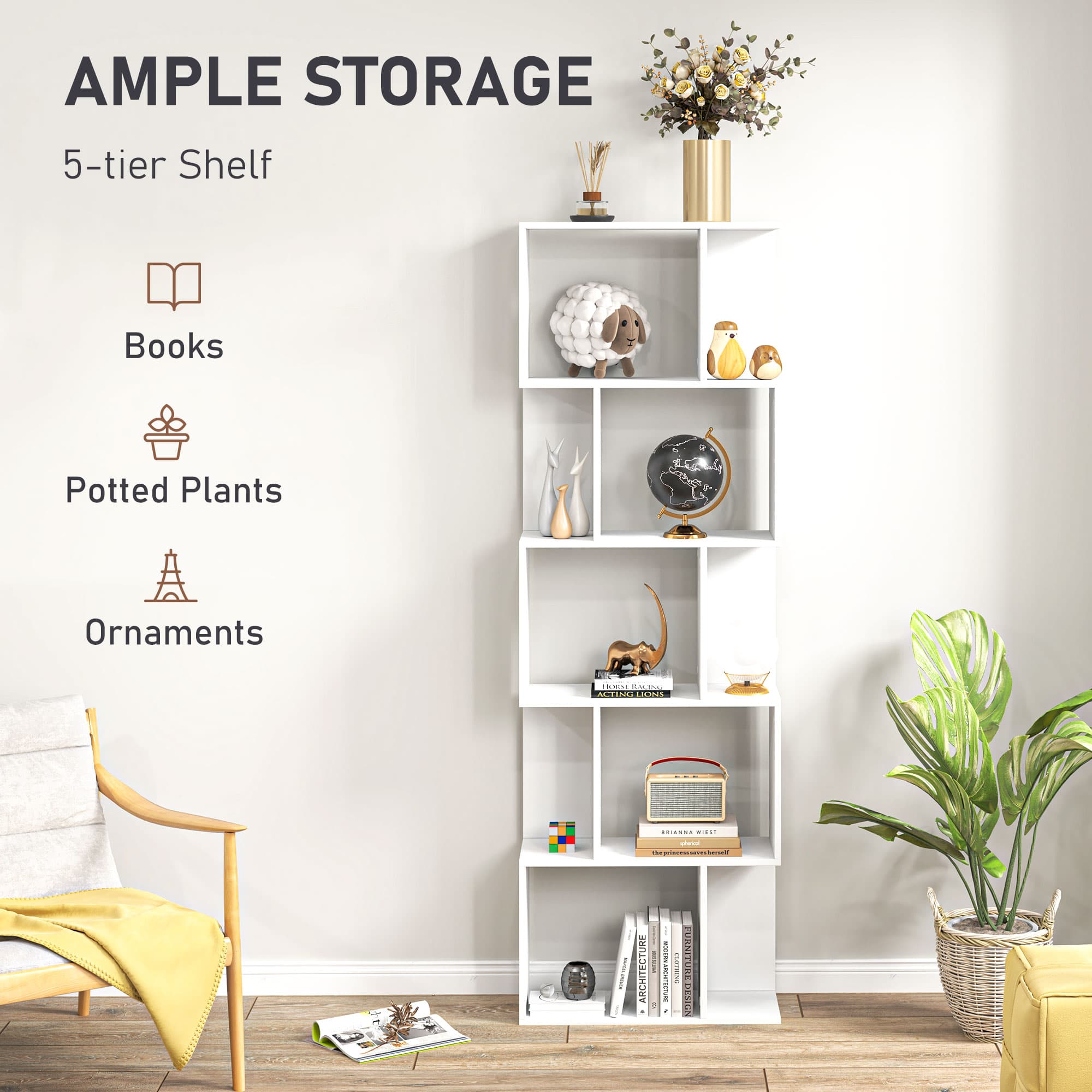 Transform Your Space with this Modern 5-Tier S-Shaped Bookcase - image 5