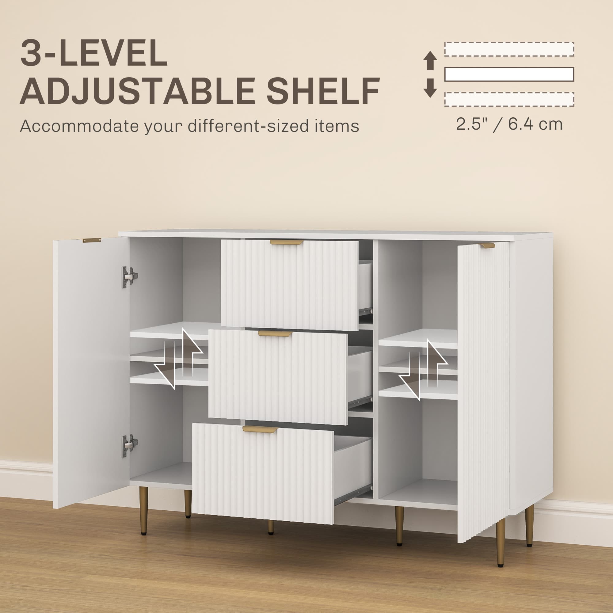 Effortless Storage: Modern White Fluted Sideboard - image 4