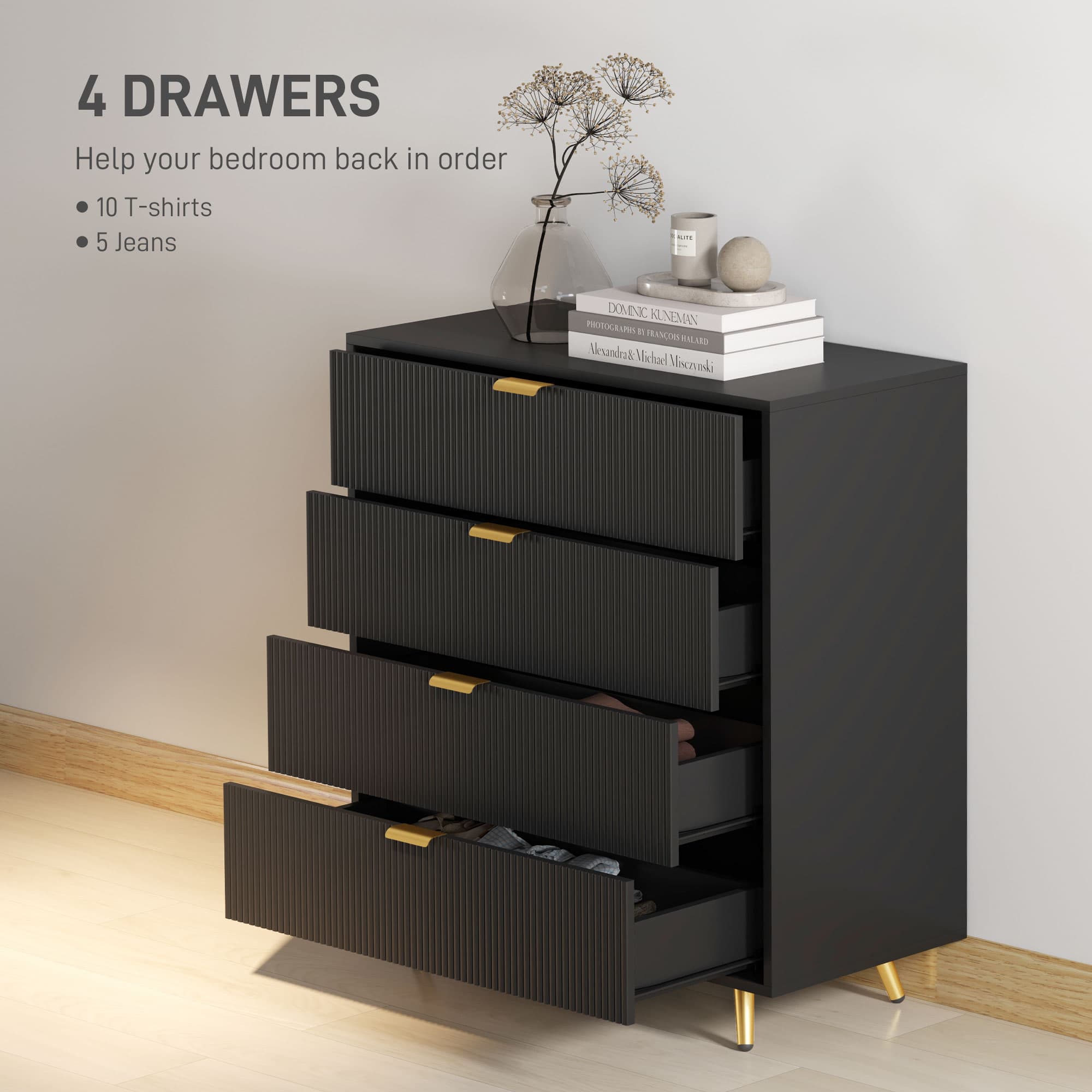 Transform Your Bedroom with this Black 4-Drawer Chest - image 4