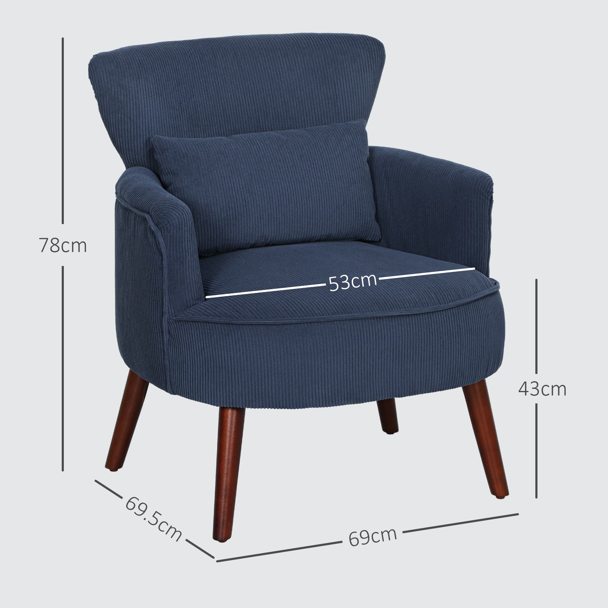 Transform Your Space with this Retro Blue Corduroy Accent Chair - image 2