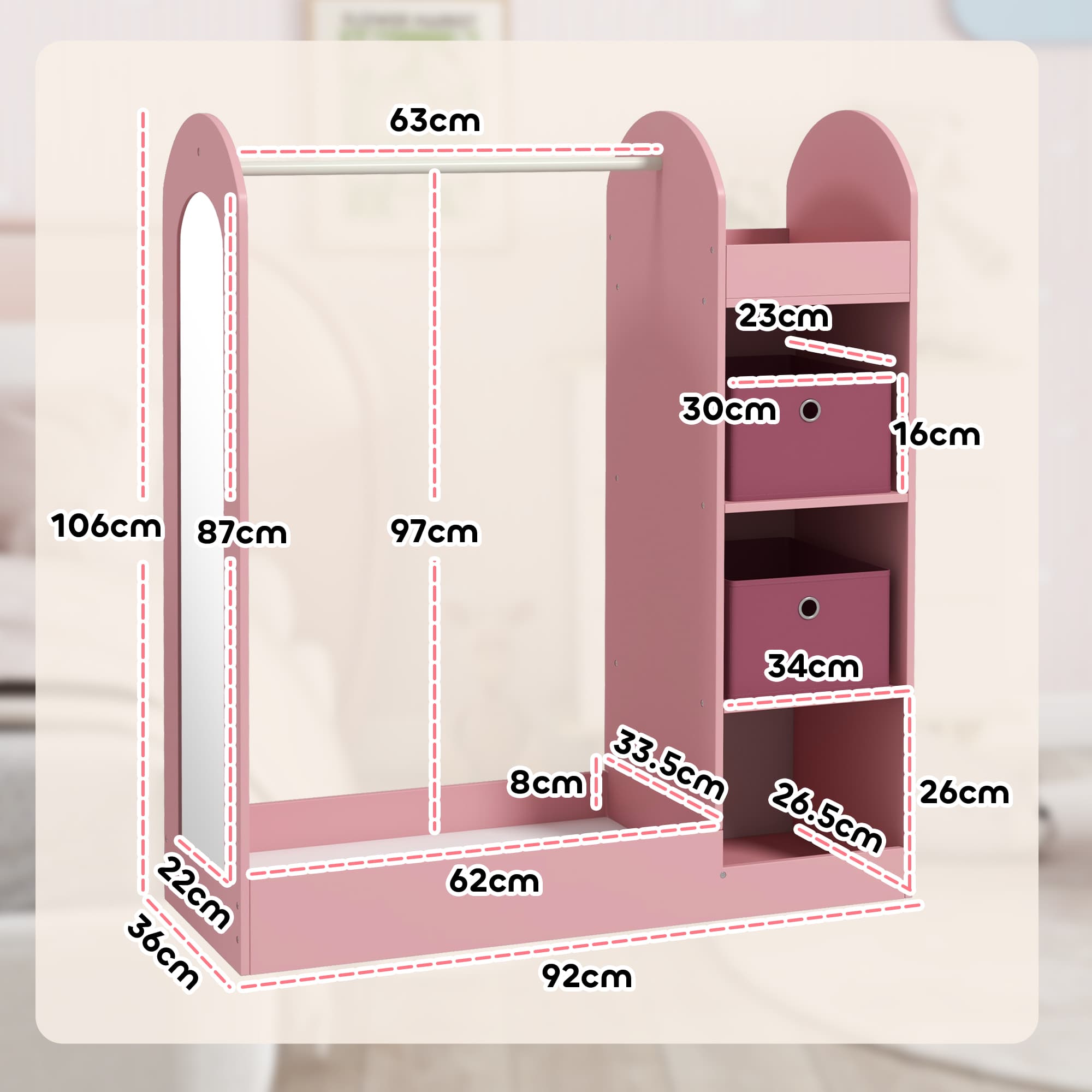 Transform Their Space with this Pink Kids Wardrobe & Mirror - image 3