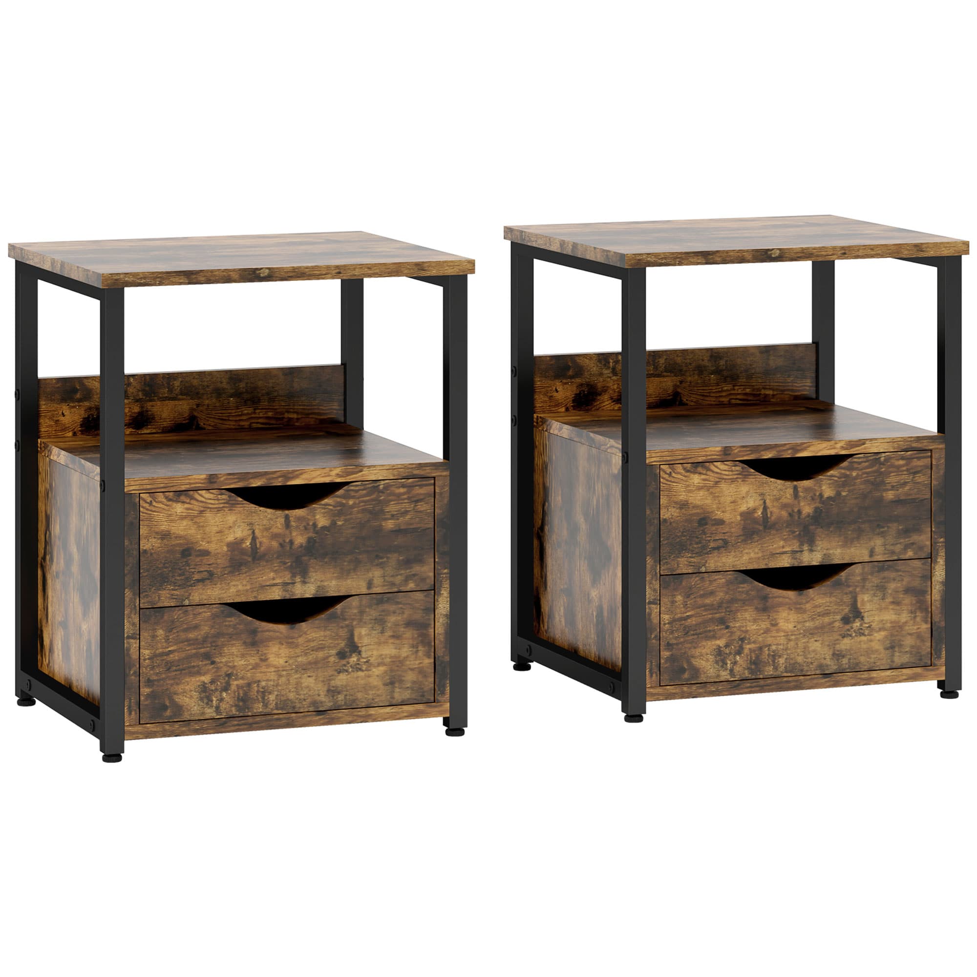 Transform Your Bedroom With This Industrial Bedside Table Set - Rustic Brown