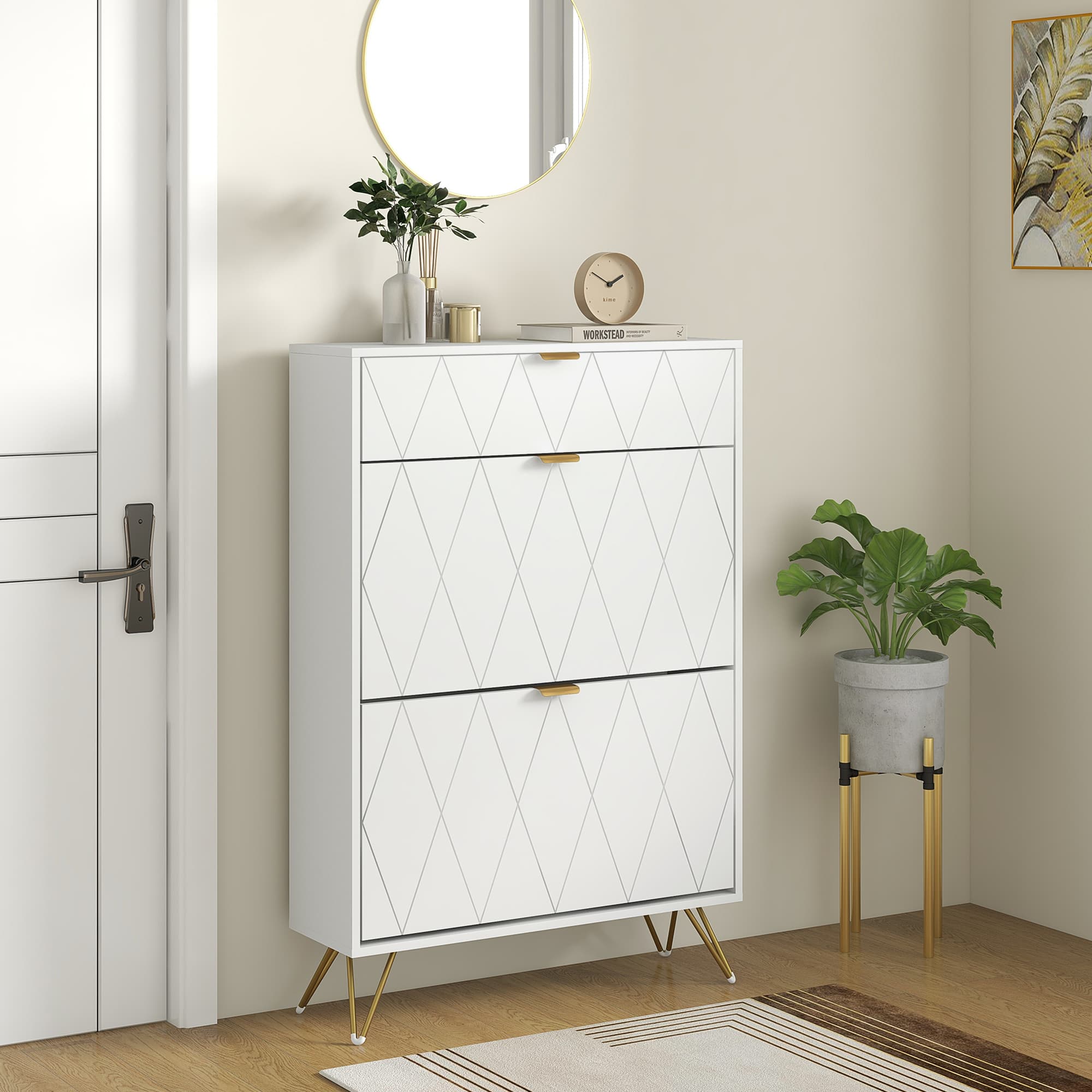 Slim White Shoe Cabinet — Holds 12 Pairs in a Hallway Footprint - image 1