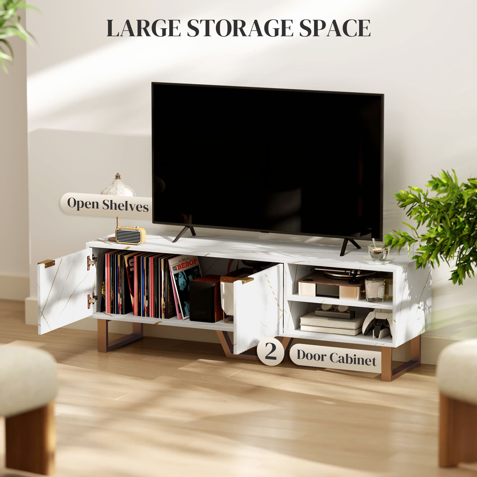 Transform Your Lounge with this White Marble Effect TV Unit - image 5