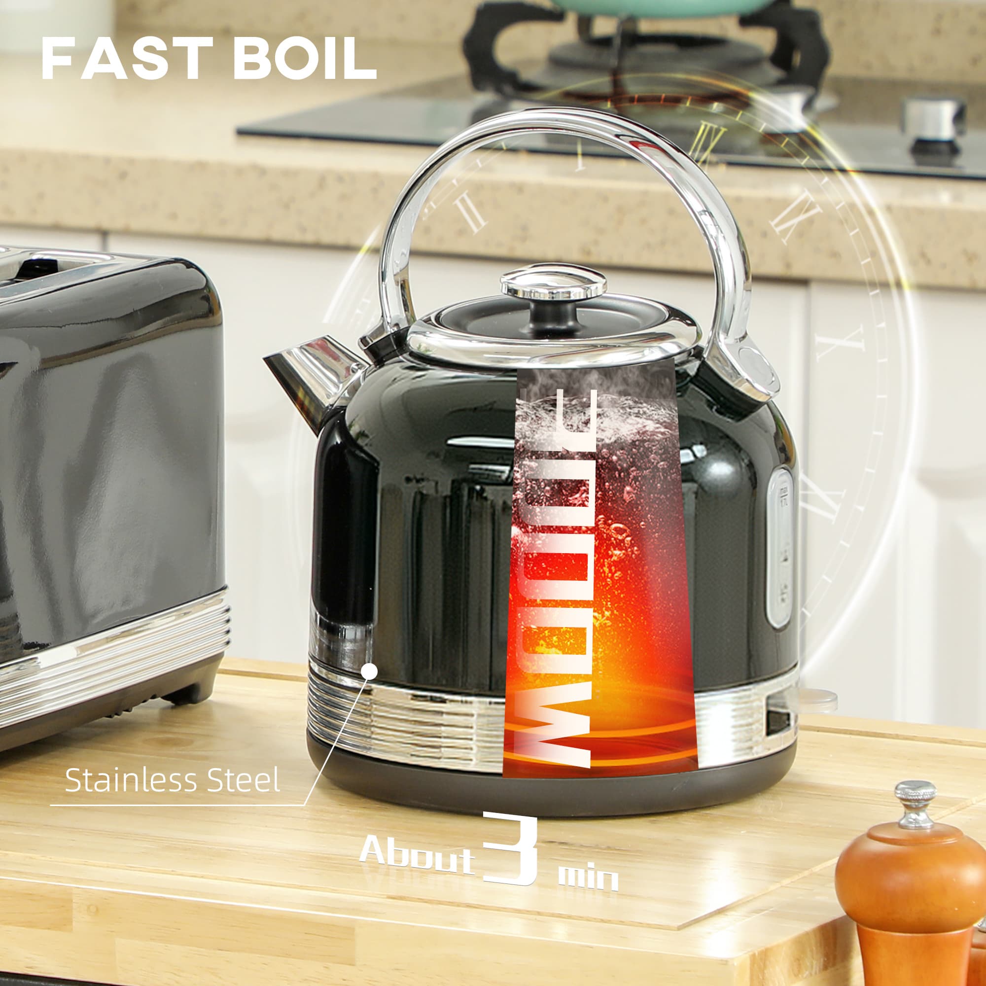 Transform Mornings with this Sleek Black Kettle & Toaster Set - image 2